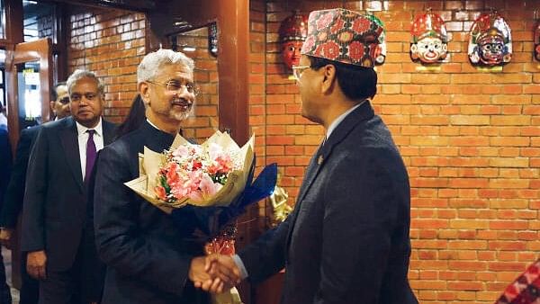 <div class="paragraphs"><p>External Affairs Minister S. Jaishankar being welcomed upon his arrival in Kathmandu, Nepal, Thursday, January 4, 2024.</p></div>