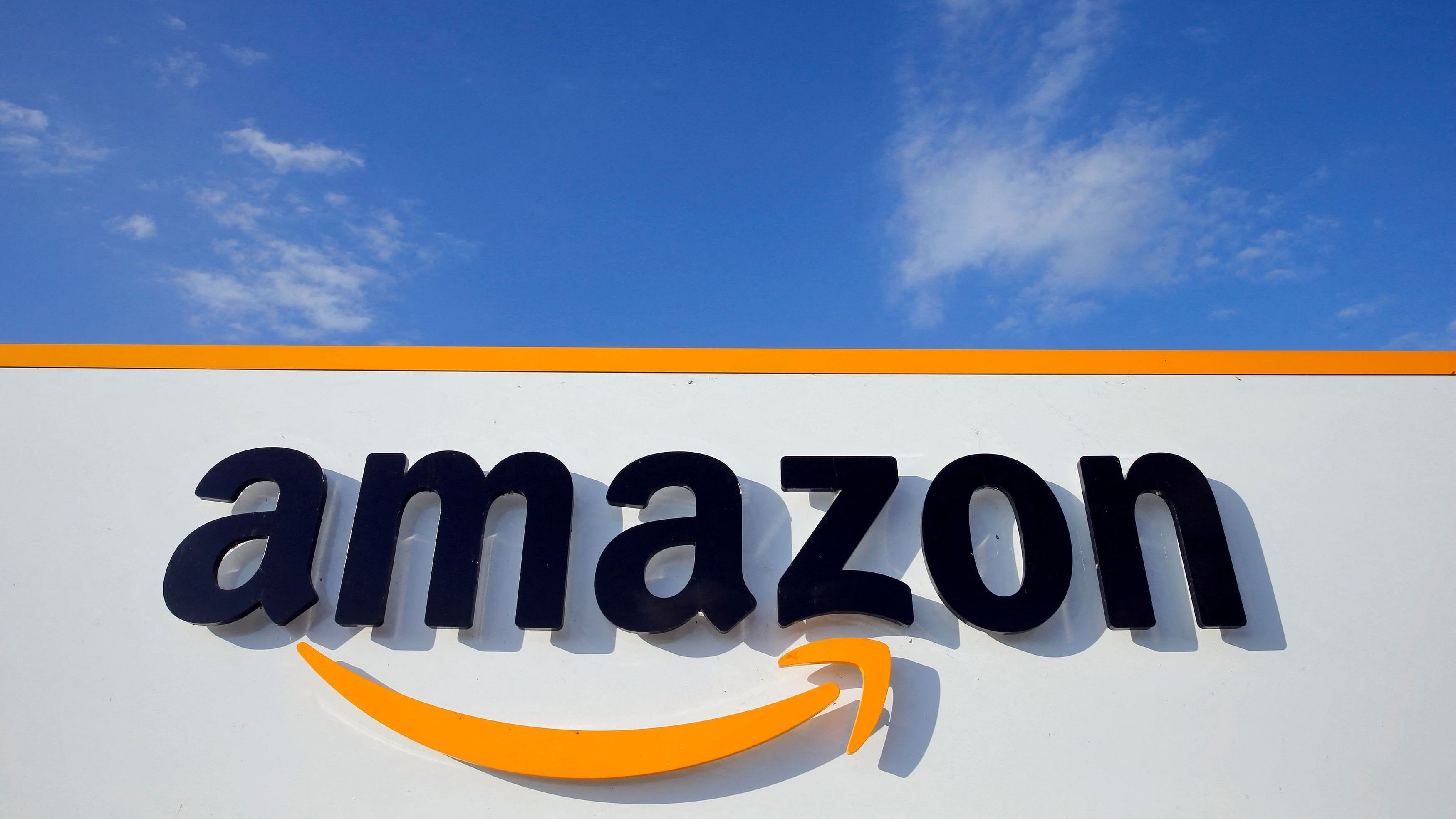 <div class="paragraphs"><p>FILE PHOTO: The logo of Amazon is seen at the company logistics centre.</p></div>