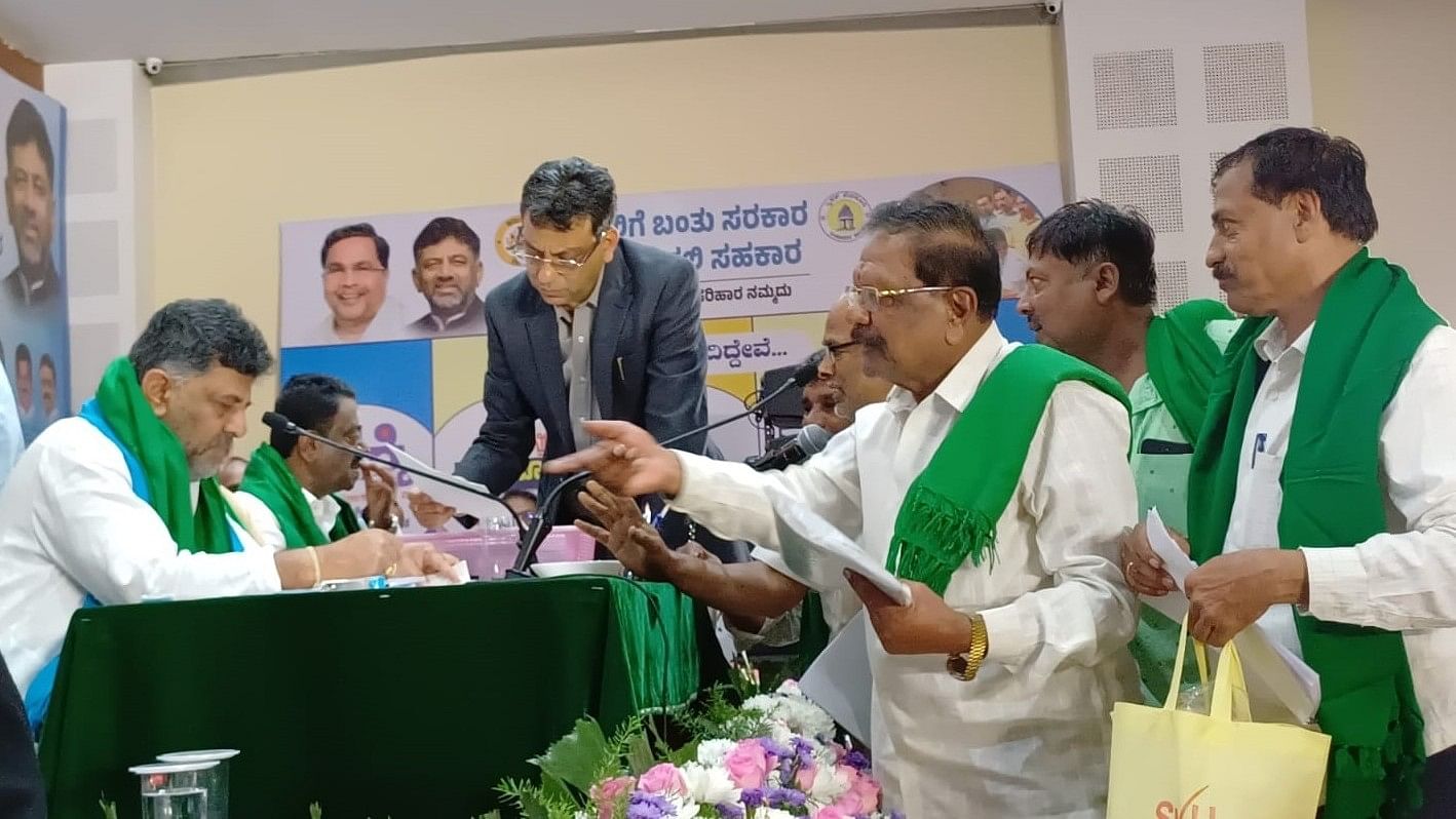 <div class="paragraphs"><p>Deputy Chief Minister DK Shivakumar at the&nbsp;'Government at your doorstep' grievance redressal meet held in Yelahanka’s Dr BR Ambedkar Bhavan on Friday. </p></div>