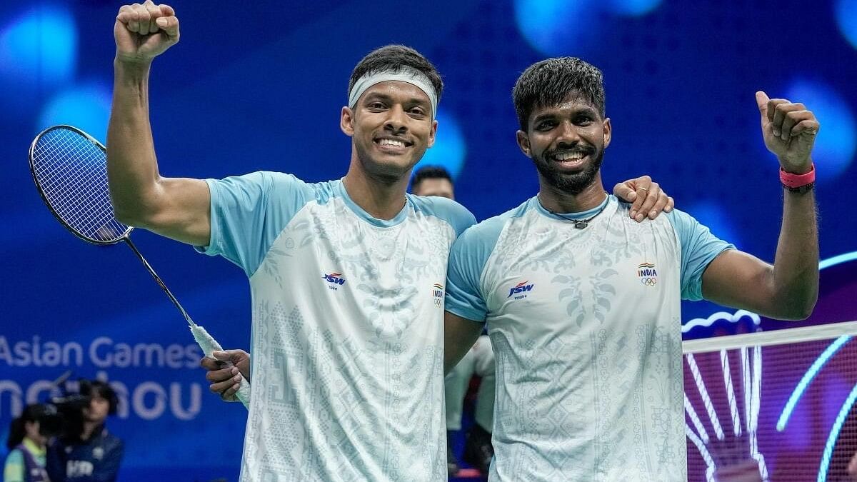 <div class="paragraphs"><p>File photo of India’s Satwiksairaj Rankireddy and Chirag Shetty at the 19th Asian Games, in Hangzhou.</p></div>