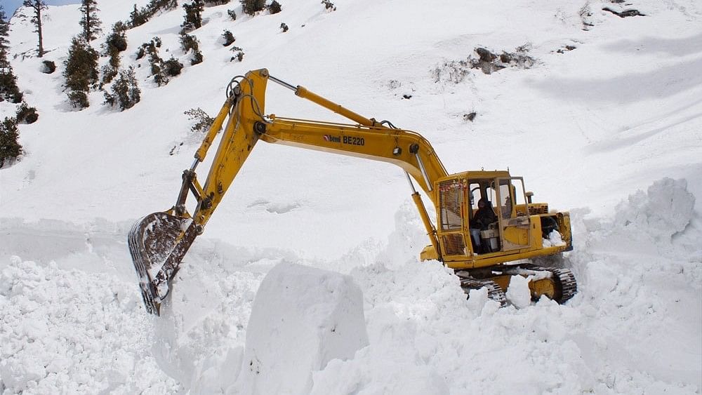 <div class="paragraphs"><p>The 485 km long Manali-Leh strategic road being cleared of snow by Border Road Organisation.</p></div>