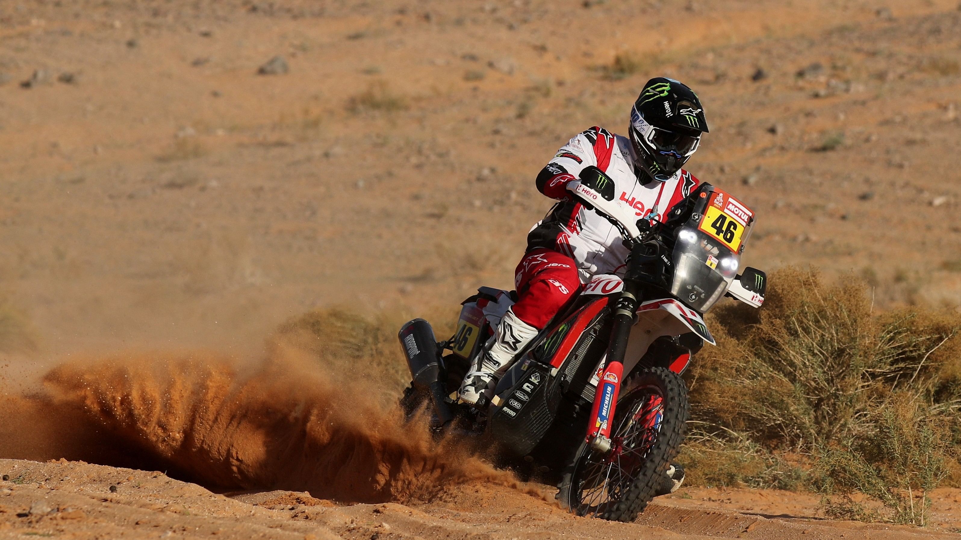 <div class="paragraphs"><p>Hero Motosports' Ross Branch in action during stage 9 of Dakar Rally in Al Ula - Saudi Arabia on January 16, 2024.</p></div>