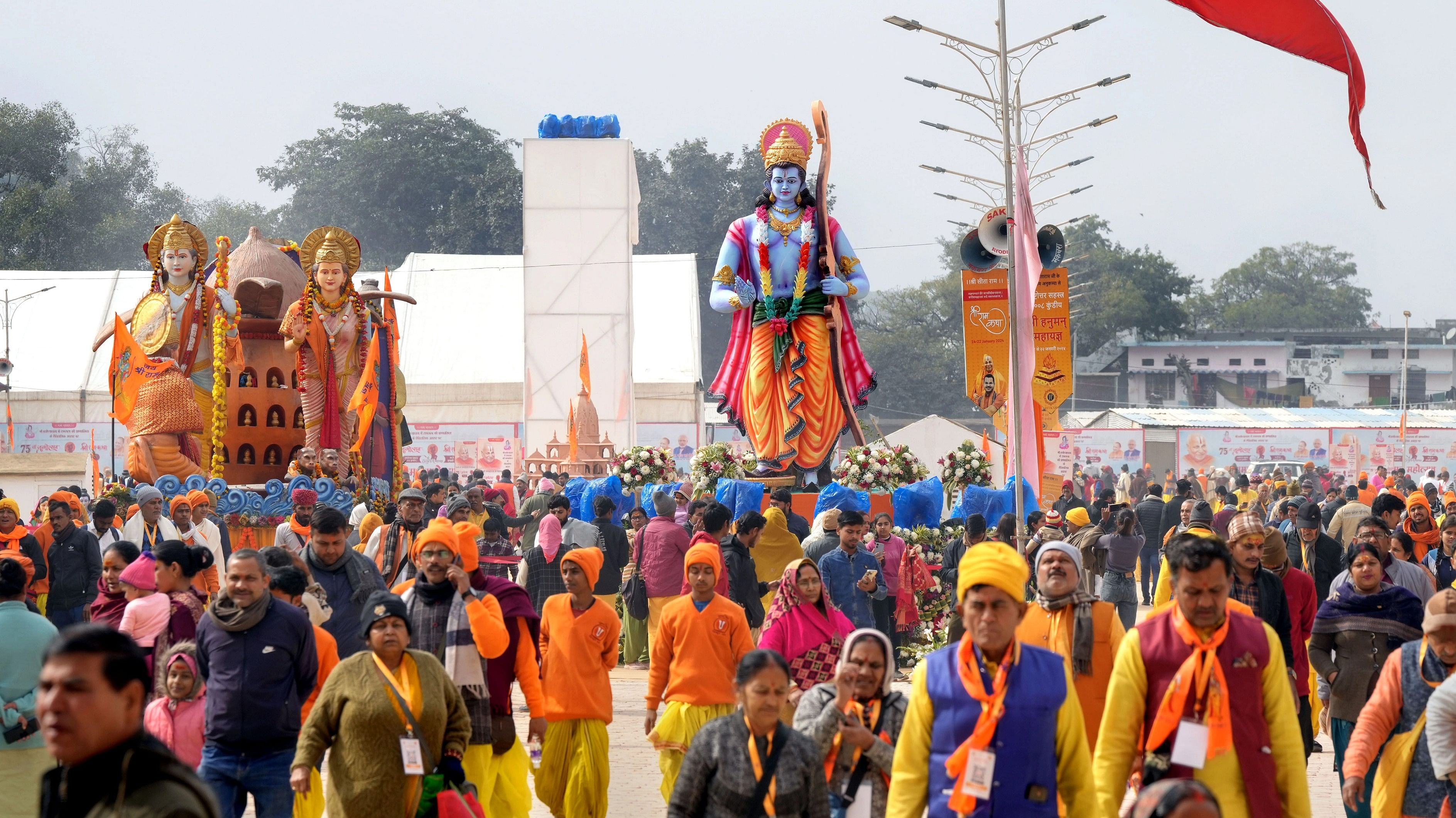 <div class="paragraphs"><p>Devotees prepare for the grand yagya,  'Raam naam maha yagya', to be being held from January 14-25 to mark the consecration ceremony in Ayodhya.</p></div>