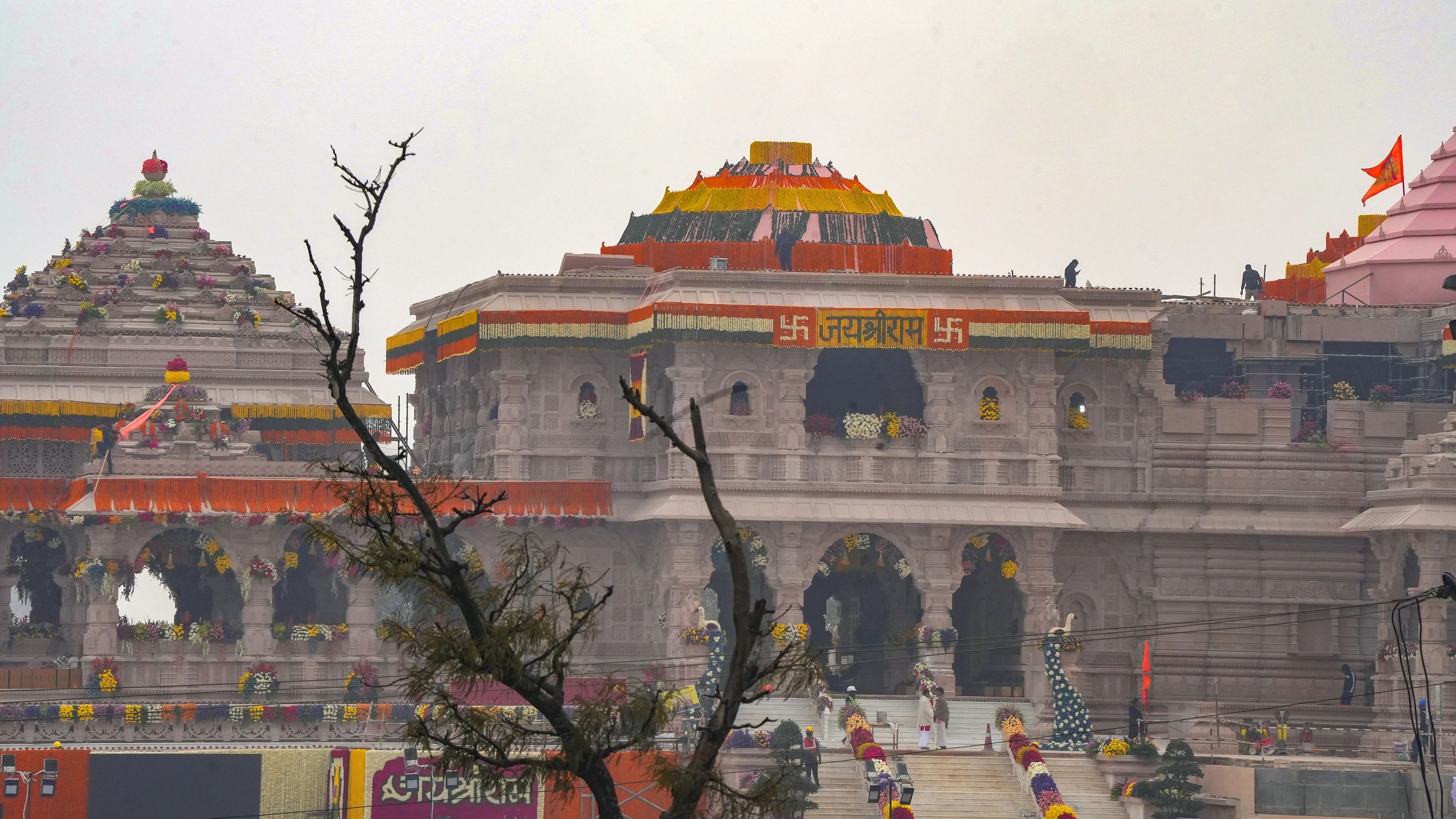 <div class="paragraphs"><p>Preparations underway at the Ram temple for the consecration ceremony, in Ayodhya, Sunday, Jan. 21, 2024. </p></div>