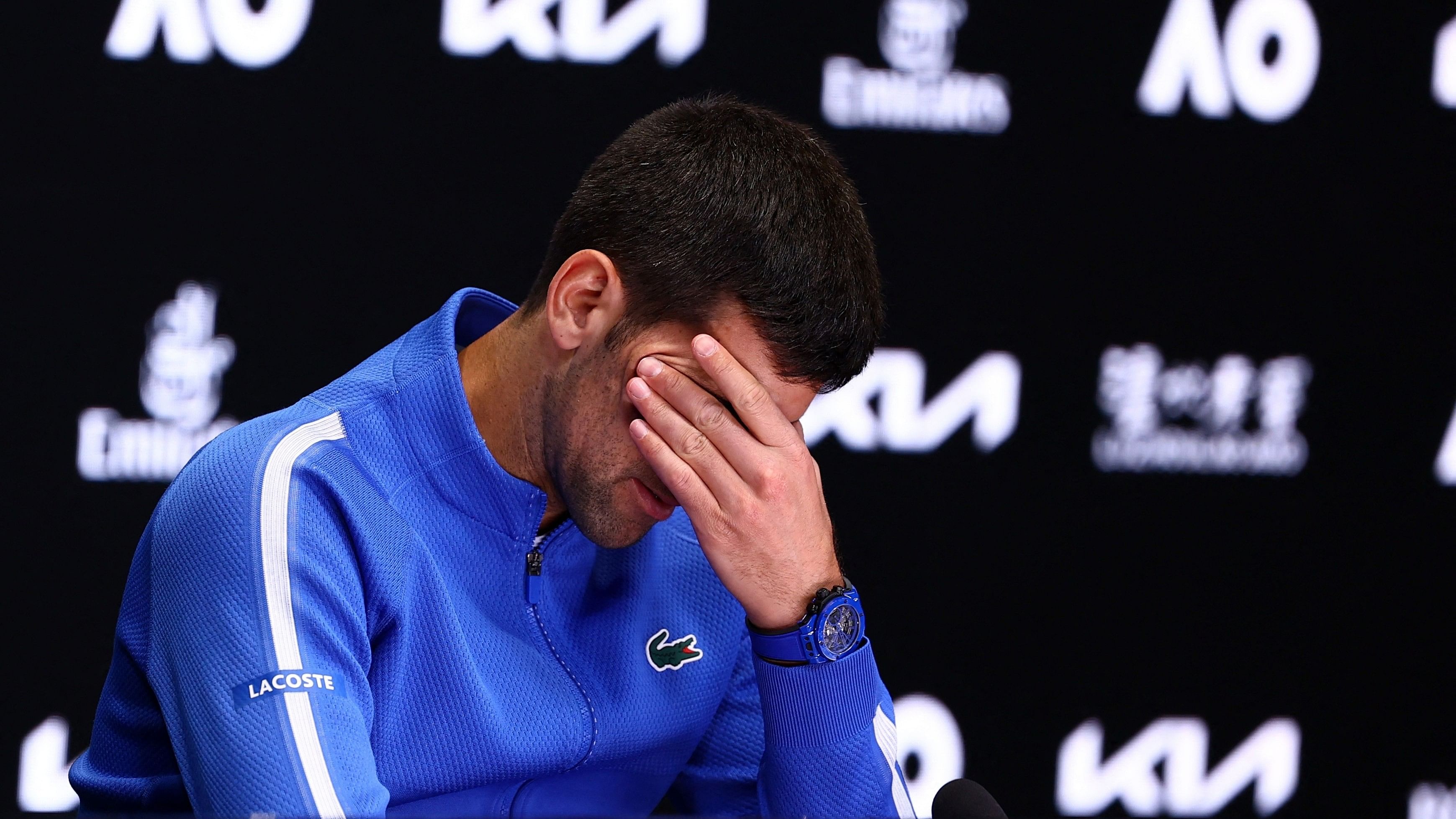 <div class="paragraphs"><p>Novak Djokovic can't hide his disappointment during the press conference after the loss to Jannik Sinner.</p></div>