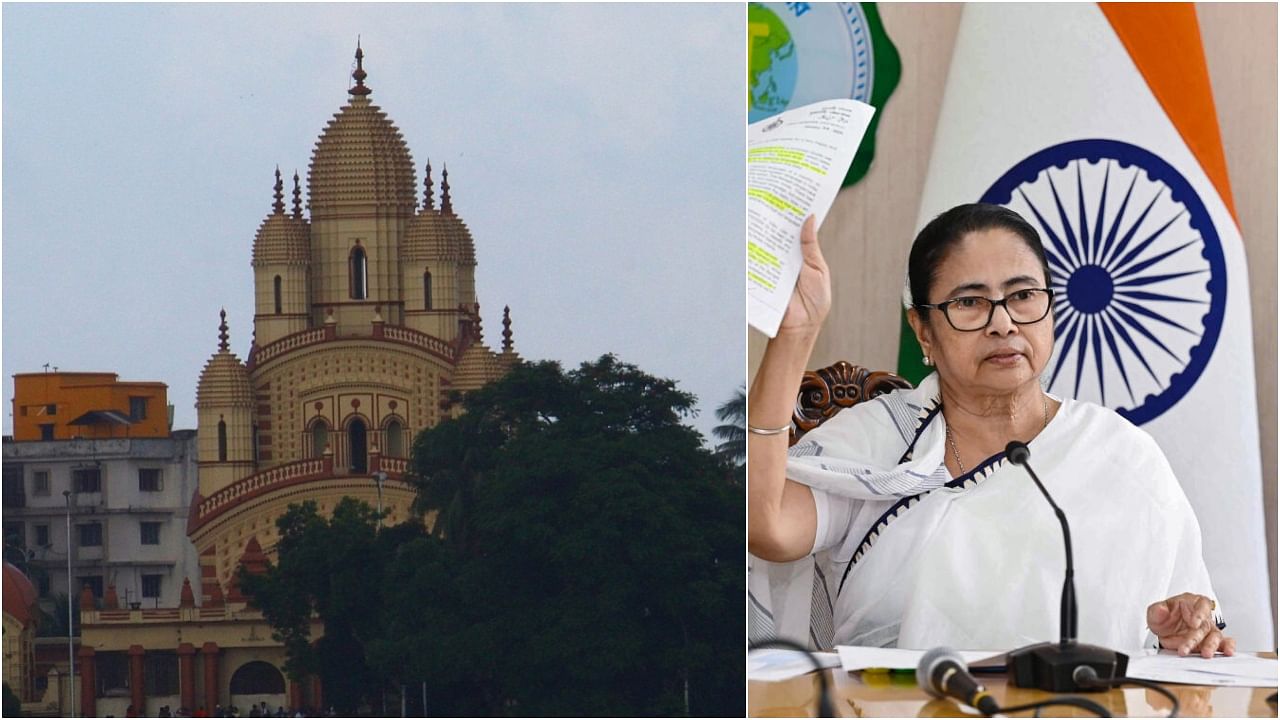 <div class="paragraphs"><p>A view of the Dakshineswar Kali Temple (L) , Bengal CM Mamata Banerjee.&nbsp;</p></div>