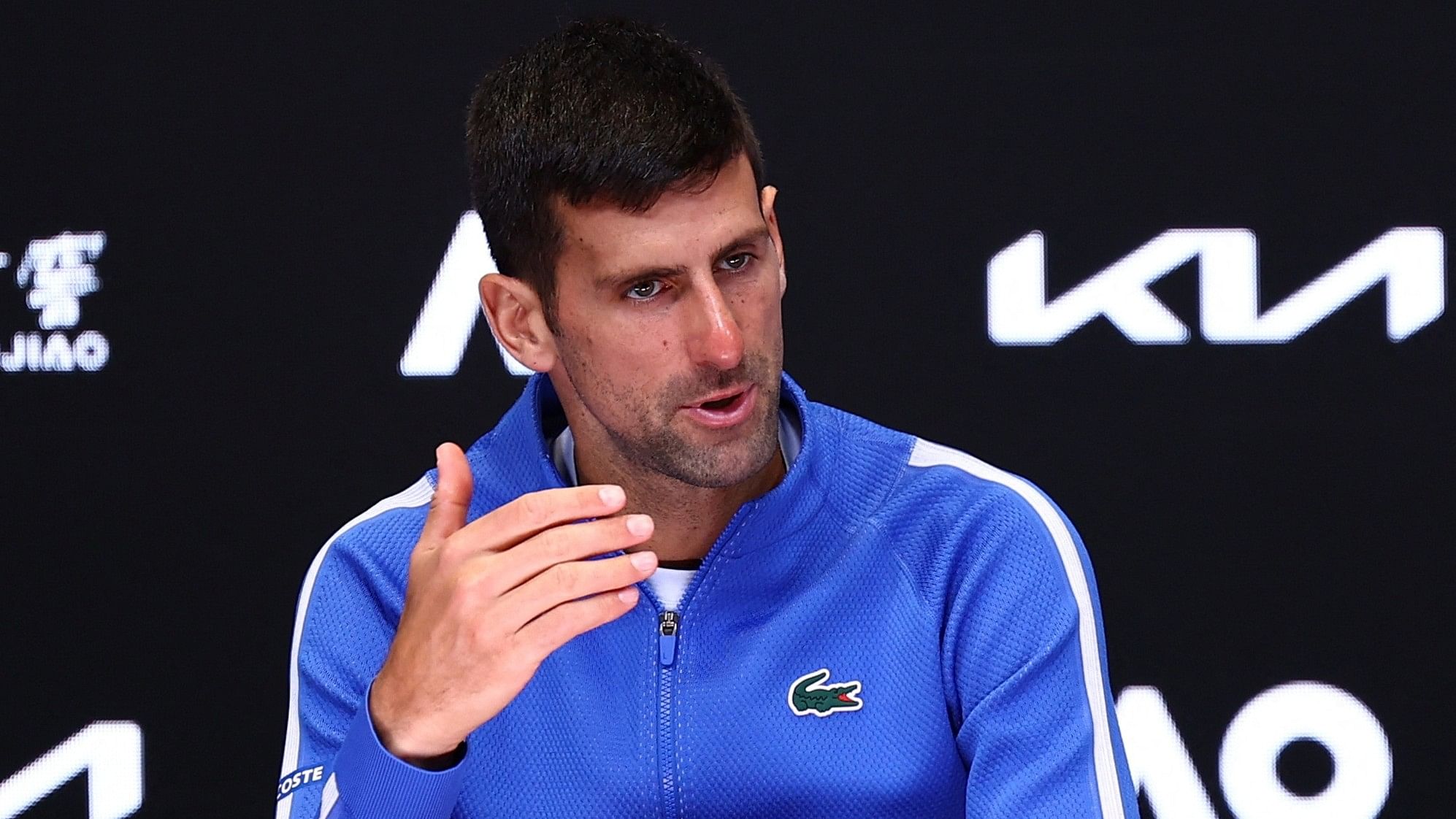 <div class="paragraphs"><p> Serbia's Novak Djokovic during a press conference after losing his semi final match against Italy's Jannik Sinner.</p></div>