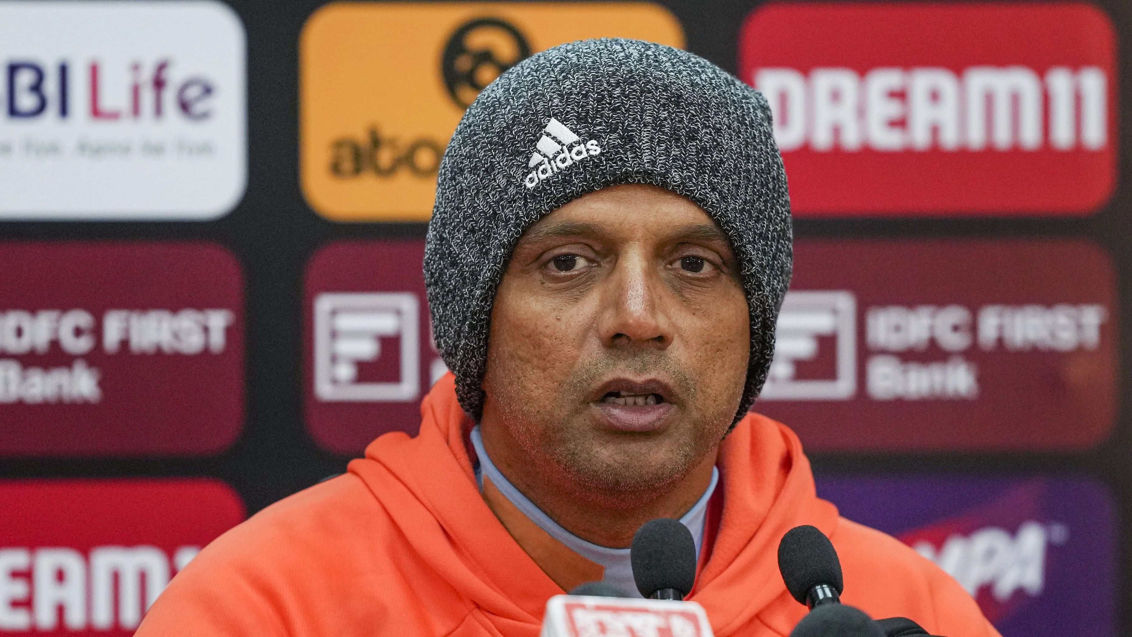 <div class="paragraphs"><p>Rahul Dravid speaks to the media on the eve of the first T20I match against Afghanistan in Mohali.</p></div>