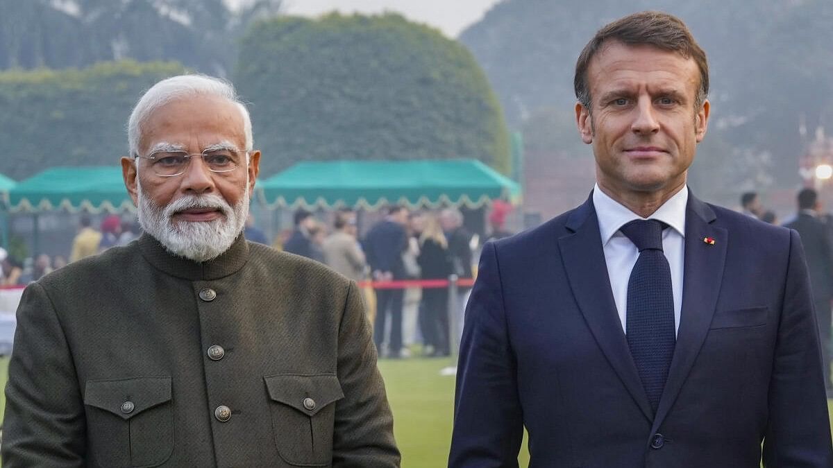 <div class="paragraphs"><p>Prime Minister Narendra Modi with French President Emmanuel Macron during the 'At-Home' reception on the occasion of 75th Republic Day, at the Rashtrapati Bhavan, in New Delhi</p></div>