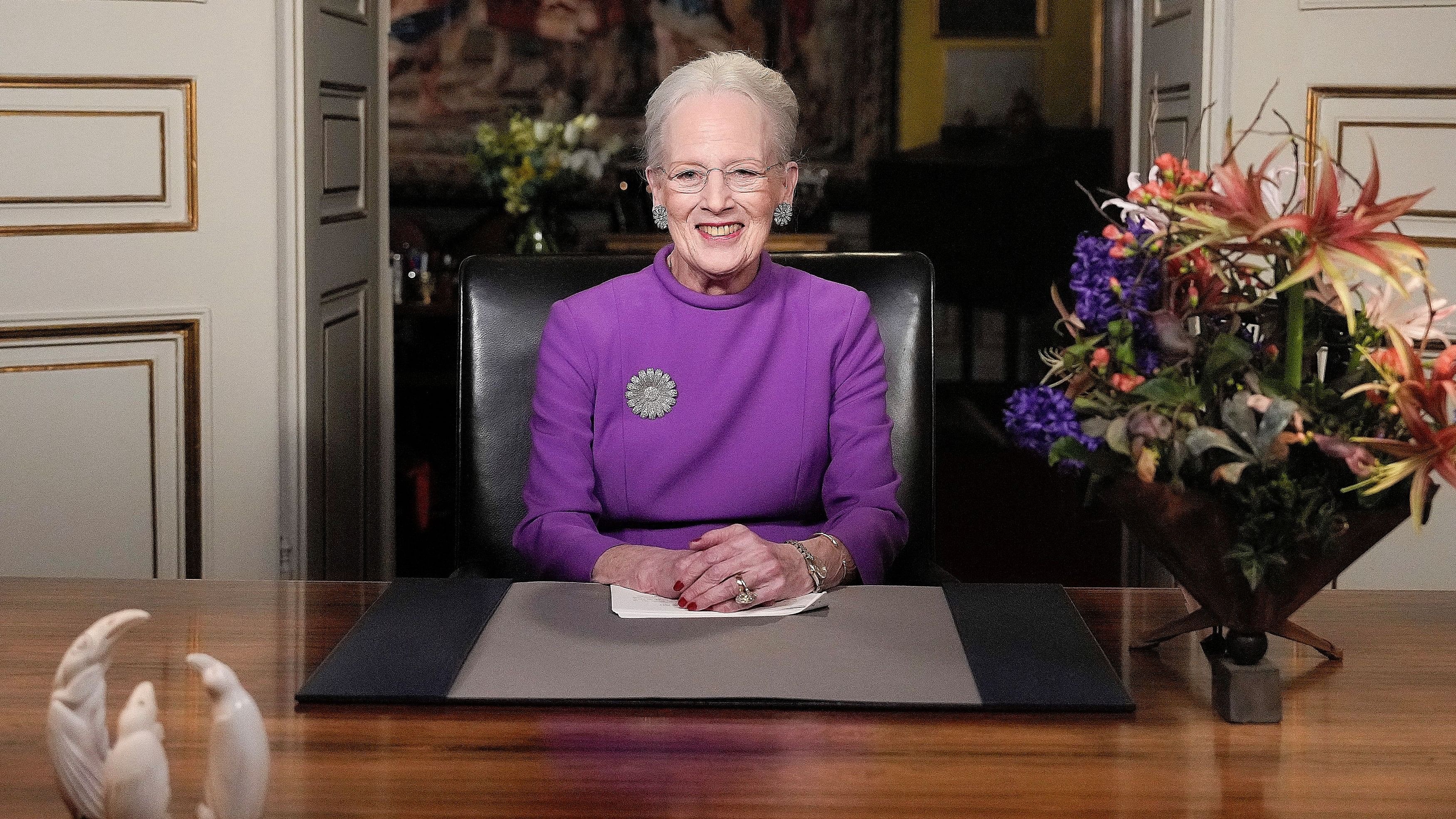 <div class="paragraphs"><p>Queen Margrethe II gives a New Year's speech and announces her abdication from Christian IX's Palace, Amalienborg Castle, in Copenhagen, Sunday 31 December 2023. </p></div>