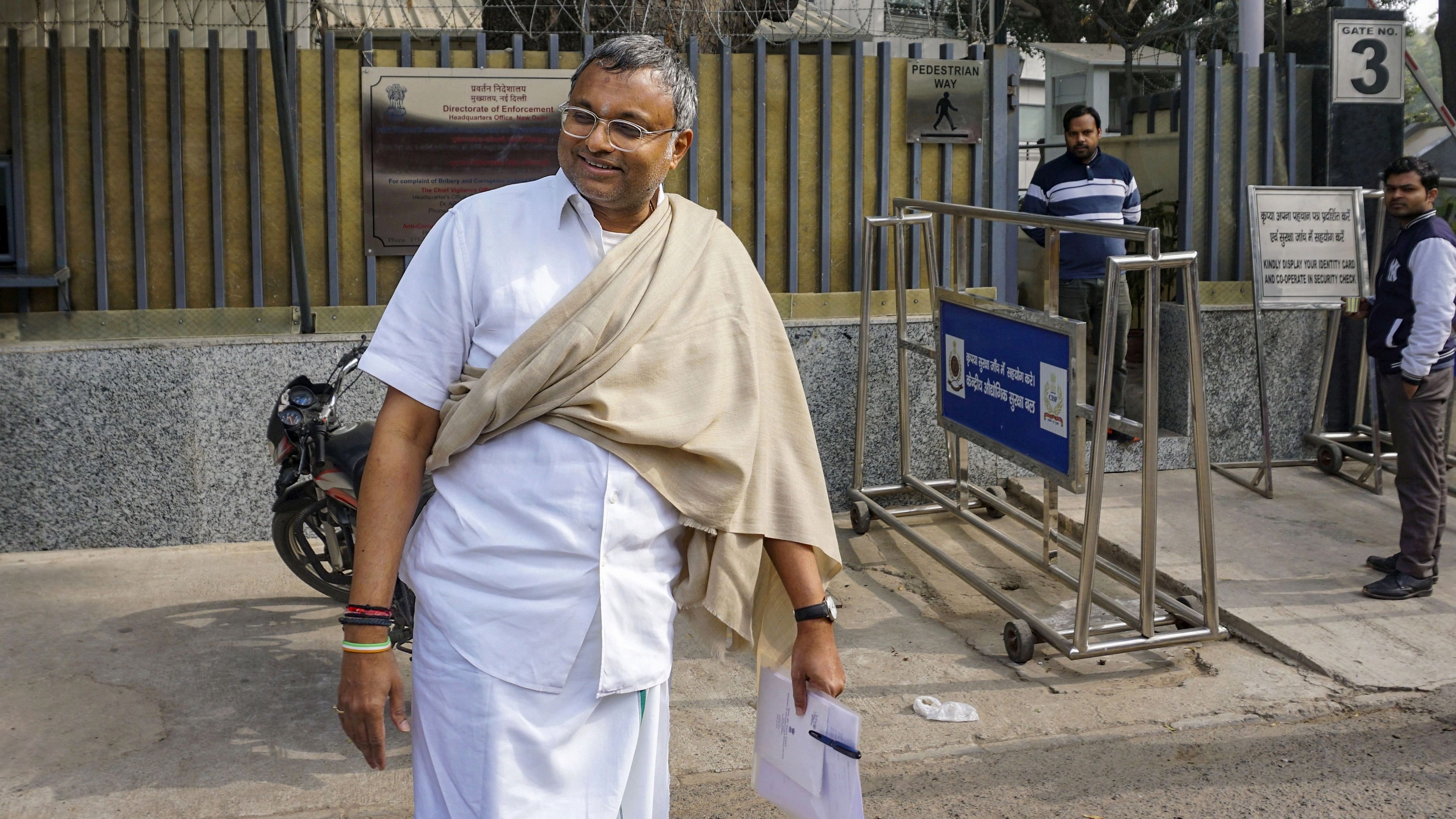 <div class="paragraphs"><p>Congress MP Karti Chidambaram appears before the Enforcement Directorate.</p></div>