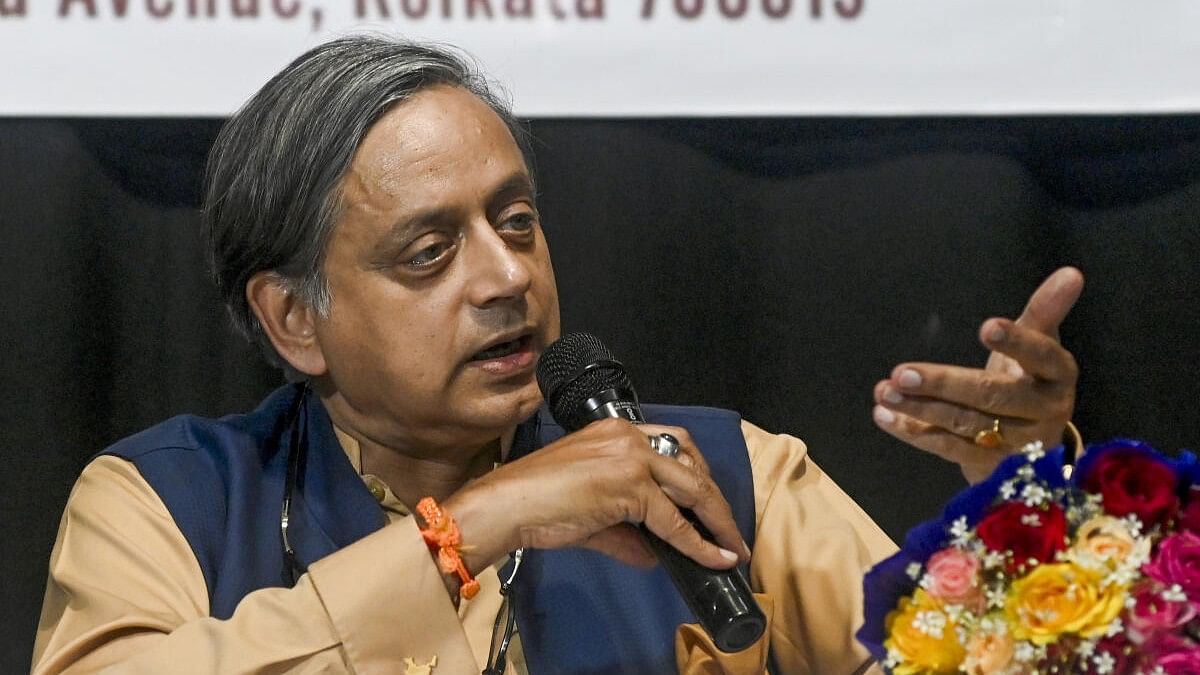 <div class="paragraphs"><p>Congress MP Shashi Tharoor speaks during a programme organised for public suggestions for party's manifesto for the 2024 Lok Sabha election, in Kolkata.</p></div>