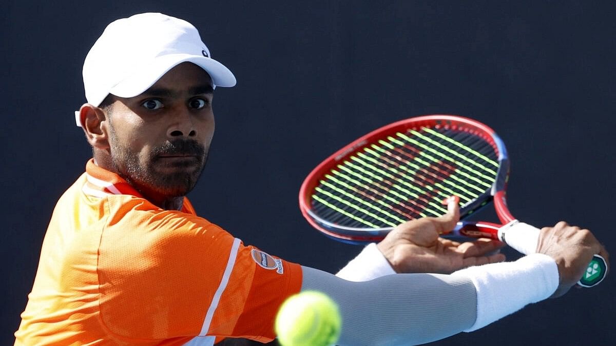 <div class="paragraphs"><p>Sumit Nagal in action during his first round match against Kazakhstan's Alexander Bublik.</p></div>