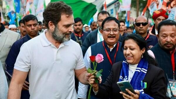 <div class="paragraphs"><p>Congress leader Rahul Gandhi during the Bharat Jodo Nyay Yatra, in Jorhat, Assam.</p></div>