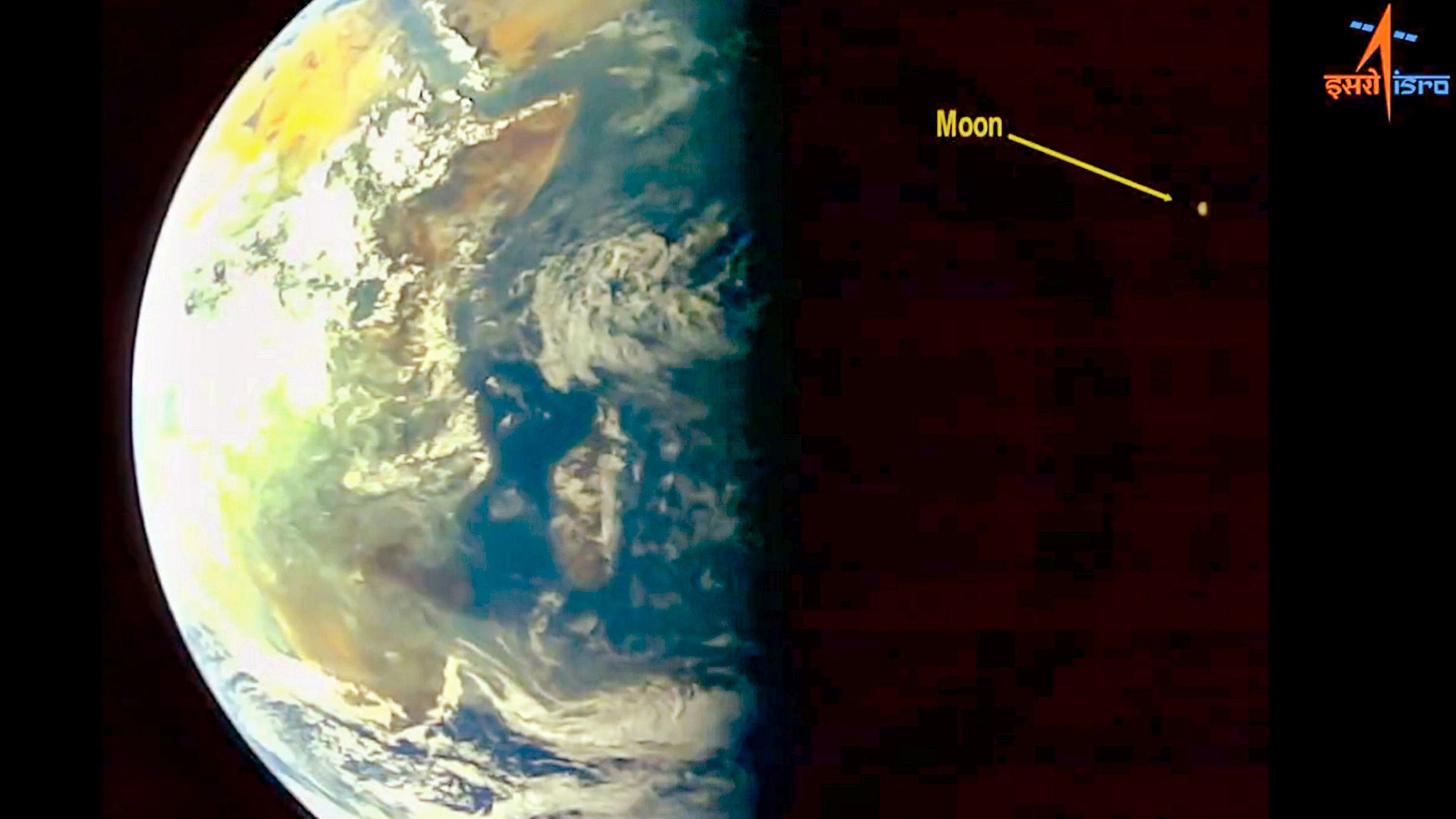 <div class="paragraphs"><p>  Aditya-L1, destined for the Sun-Earth L1 point, takes a selfie and images of the Earth and the Moon. </p></div>