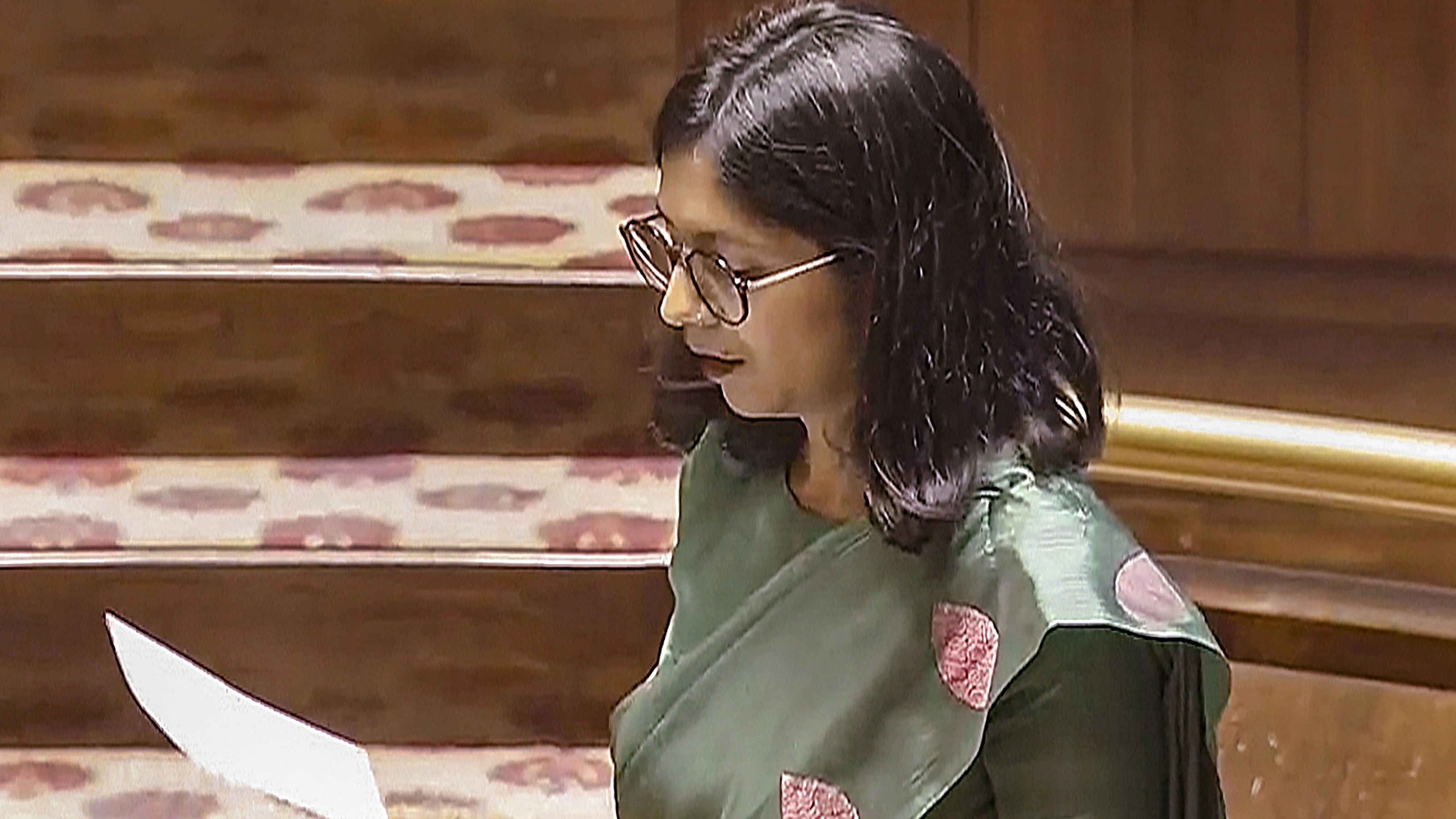 <div class="paragraphs"><p>Former chairperson of Delhi Commission for Women and AAP leader Swati Maliwal takes oath as member of Rajya Sabha on the first day of the Budget session of Parliament, in New Delhi, Wednesday, Jan. 31, 2024. </p></div>