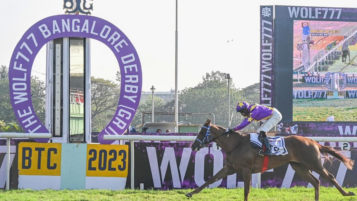 <div class="paragraphs"><p>Jockey Neeraj Rawal guides his horse La Riena to victory post in The Bangalore Winter Wolf 777 Bengaluru Derby Grade 1 race at Bengaluru Turf Club (BTC) in Bengaluru on Thursday, 26th January 2023. </p></div>