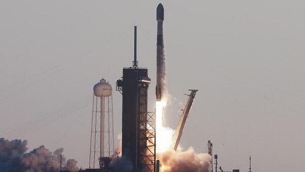 <div class="paragraphs"><p>A SpaceX Falcon 9 rocket lifts off, carrying 53 Starlink internet satellites, from the Kennedy Space Center in Cape Canaveral.</p></div>