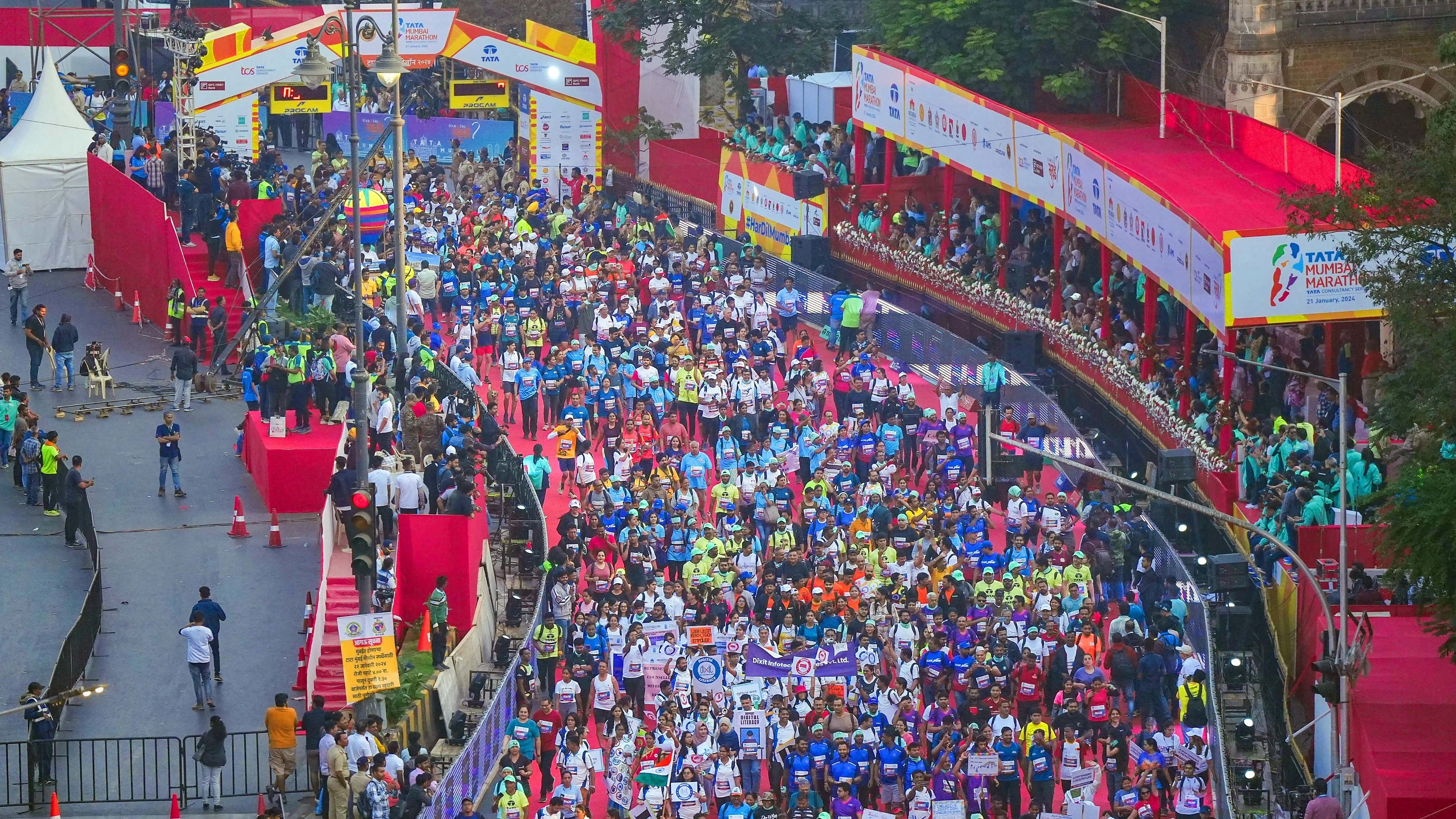 <div class="paragraphs"><p>Participants run during the TATA Mumbai Marathon 2024, in Mumbai, January 21, 2024. </p></div>