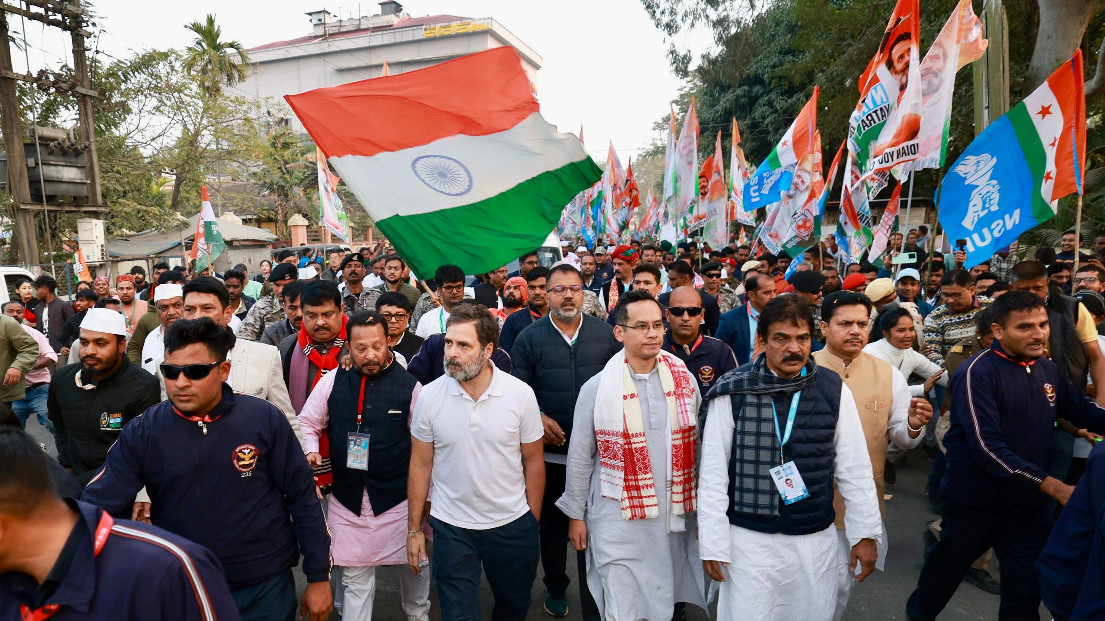 <div class="paragraphs"><p> Congress leader Rahul Gandhi during the Bharat Jodo Nyay Yatra, in Jorhat.</p></div>