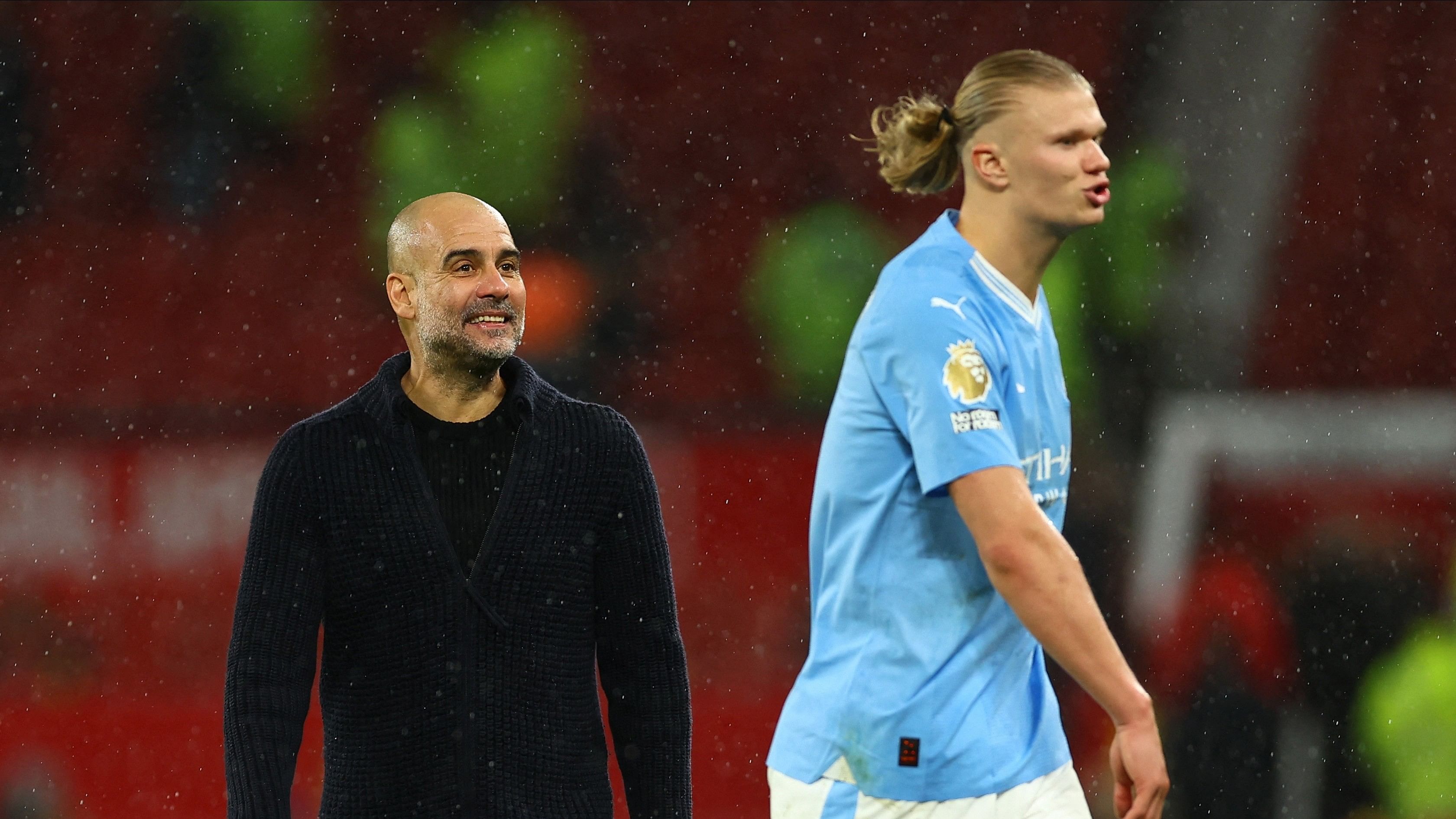 <div class="paragraphs"><p>Pep Guardiola (L) and Erling Haaland.</p></div>