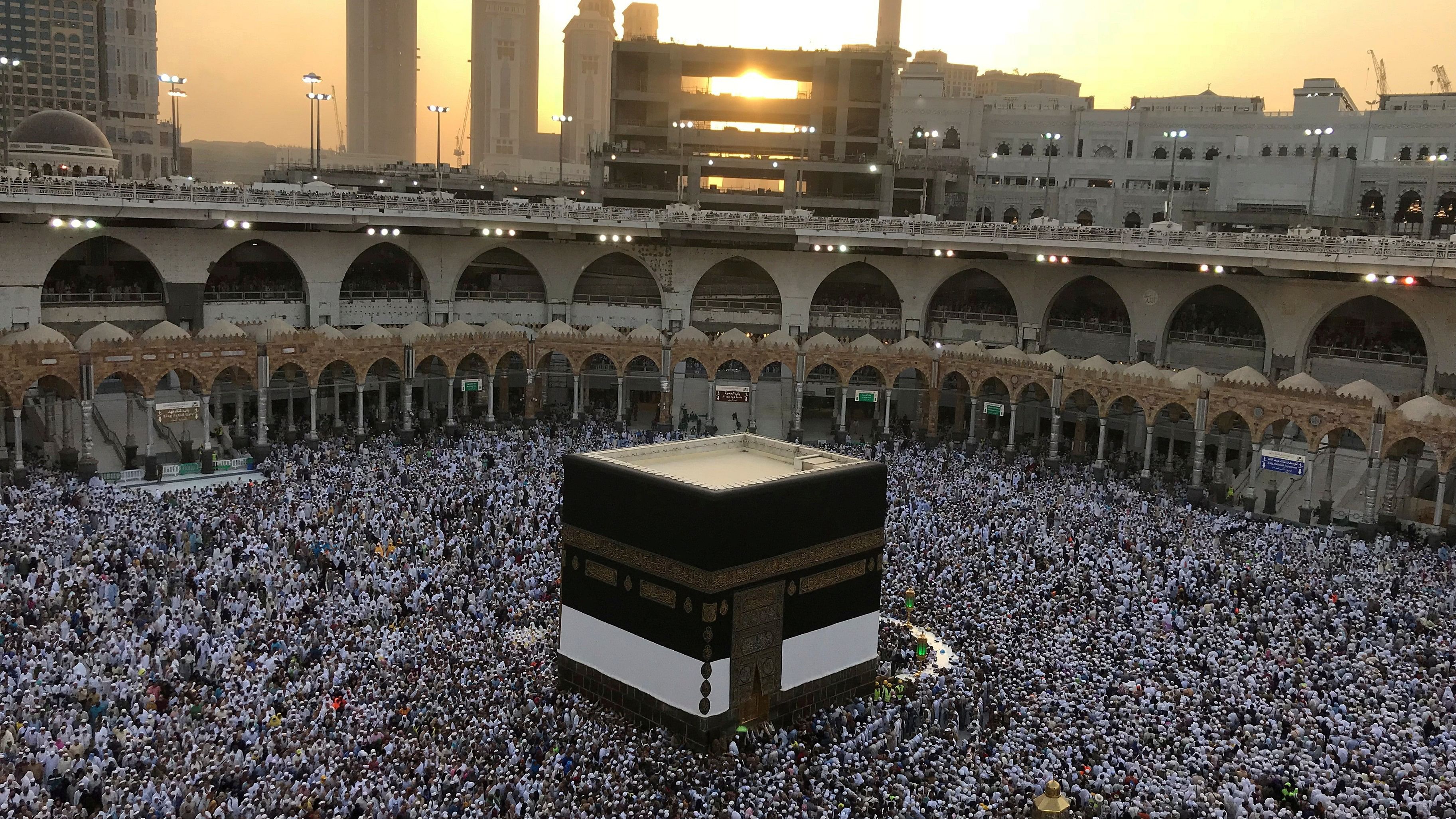 <div class="paragraphs"><p>Muslim pilgrims circle the Kaaba and pray at the Grand mosque.&nbsp;</p></div>