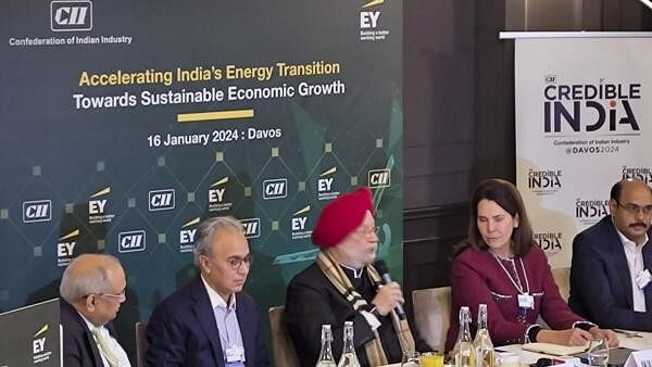 <div class="paragraphs"><p>Union Minister Hardeep Singh Puri at a CII breakfast session on the sidelines of World Economic Forum (WEF) Annual Meeting, in Davos, Switzerland.</p></div>