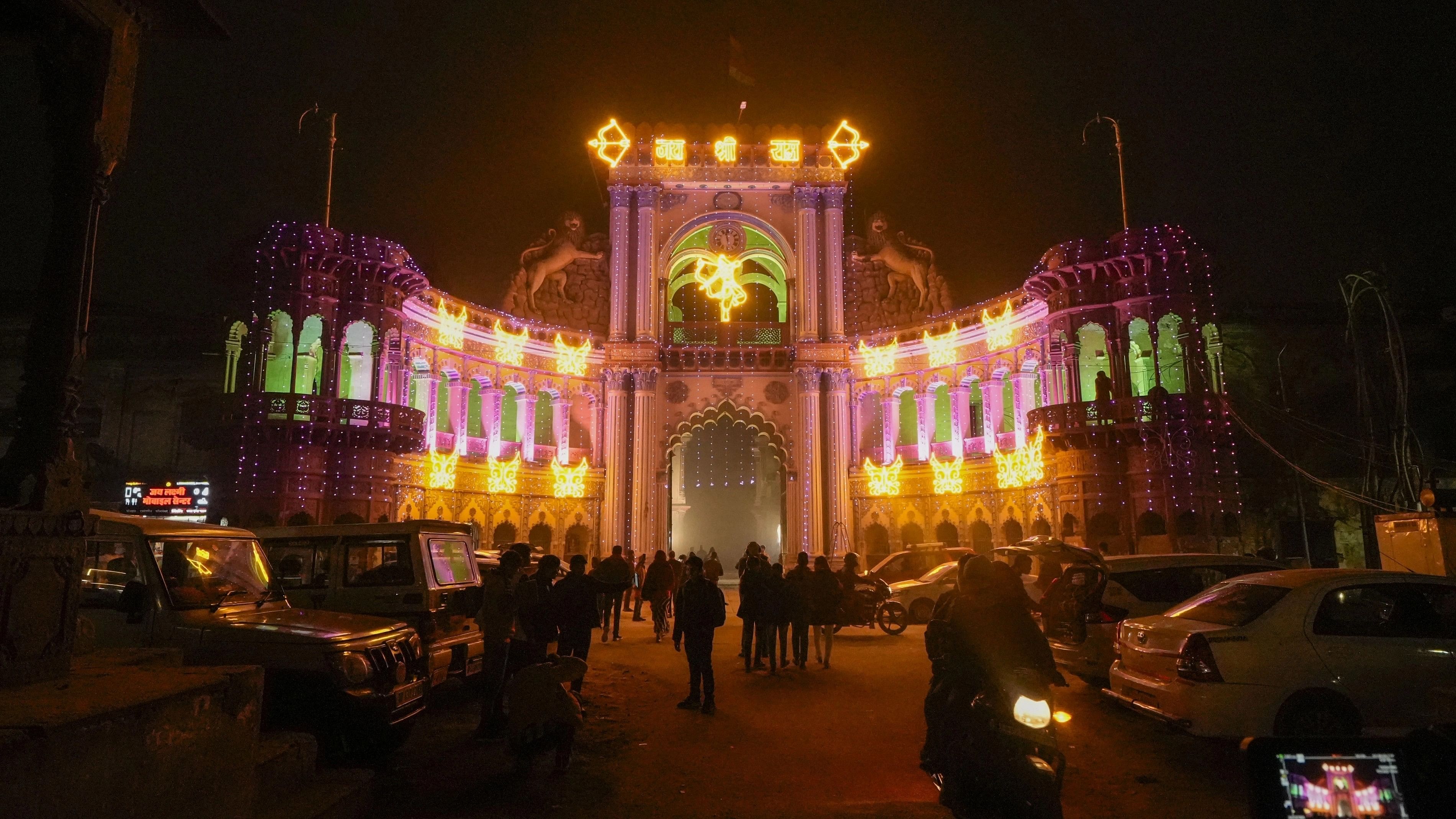 <div class="paragraphs"><p>A view of the 'Raj Sadan' in the evening ahead of the consecration ceremony of Ram Temple, in Ayodhya, Friday, Jan. 19, 2024. </p></div>