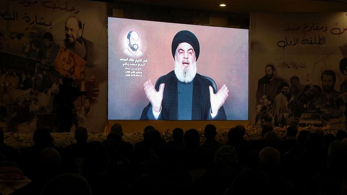 <div class="paragraphs"><p>Lebanon's Hezbollah leader Sayyed Hassan Nasrallah gives a televised address.</p></div>