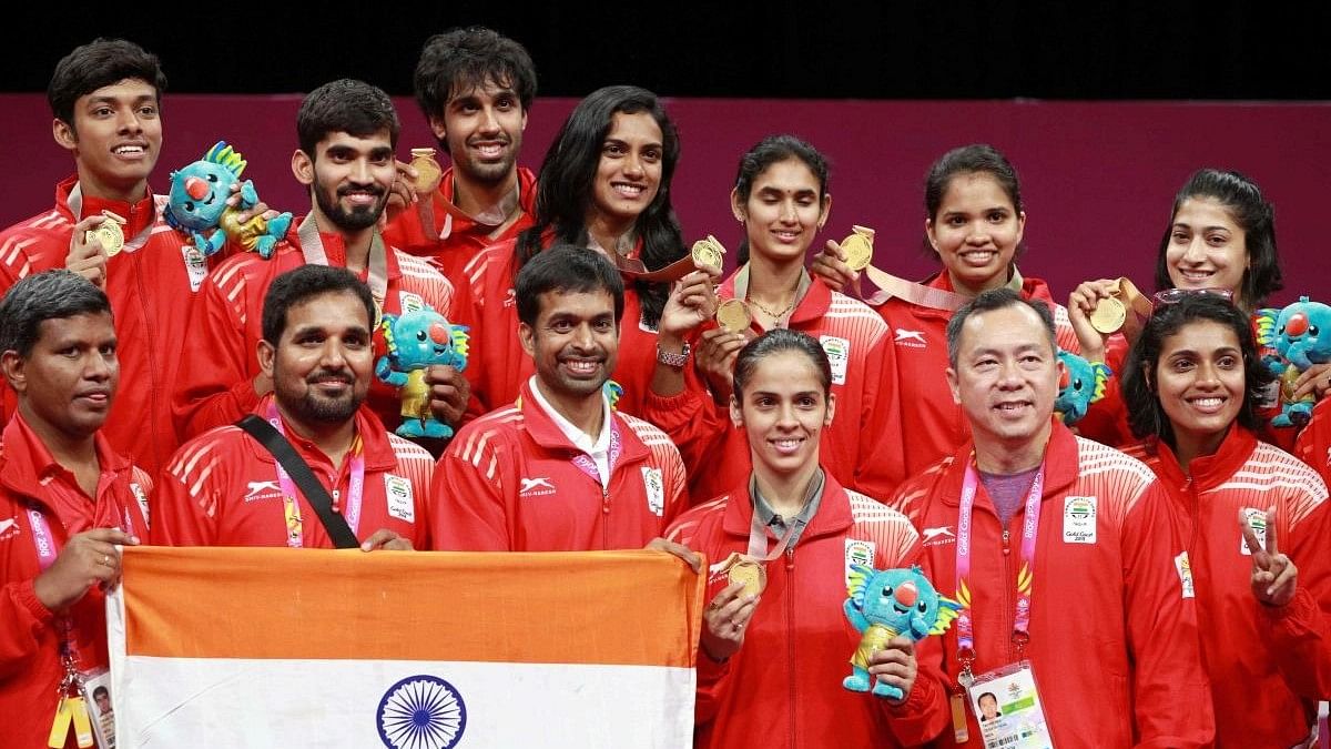 <div class="paragraphs"><p>Gold medalist Team India poses with medals at the Gold Coast Commonwealth Games 2018.&nbsp;</p></div>