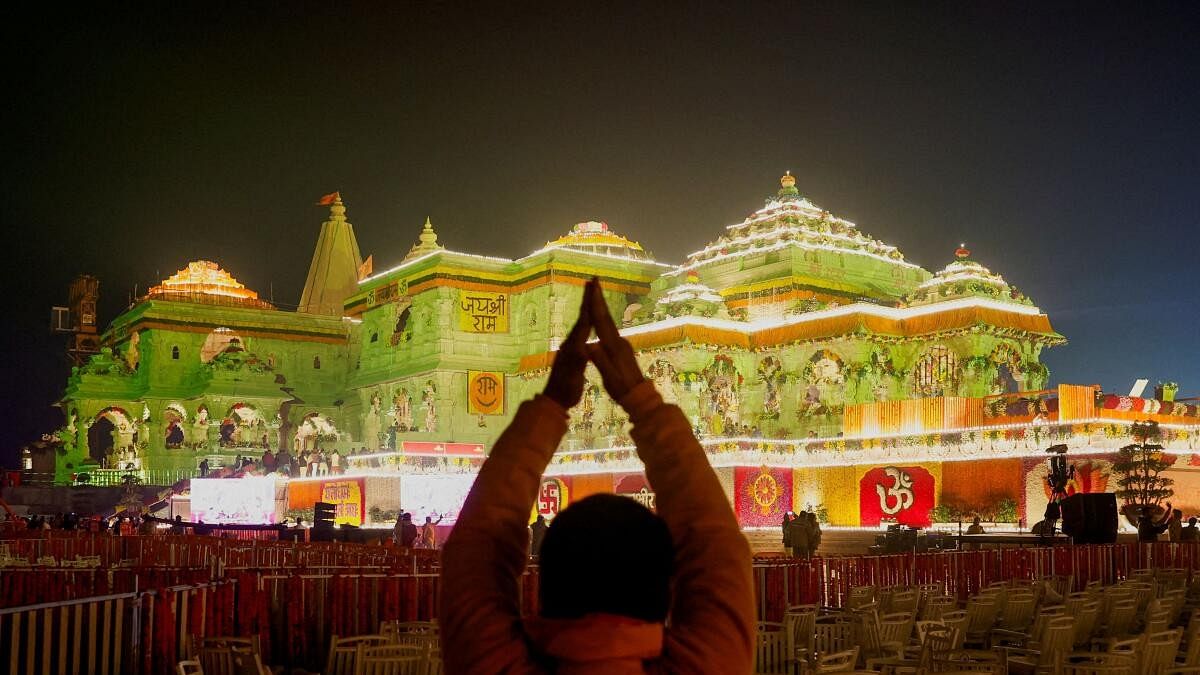 <div class="paragraphs"><p>Devotee prays near the Lord Ram temple after its inauguration, in Ayodhya</p></div>