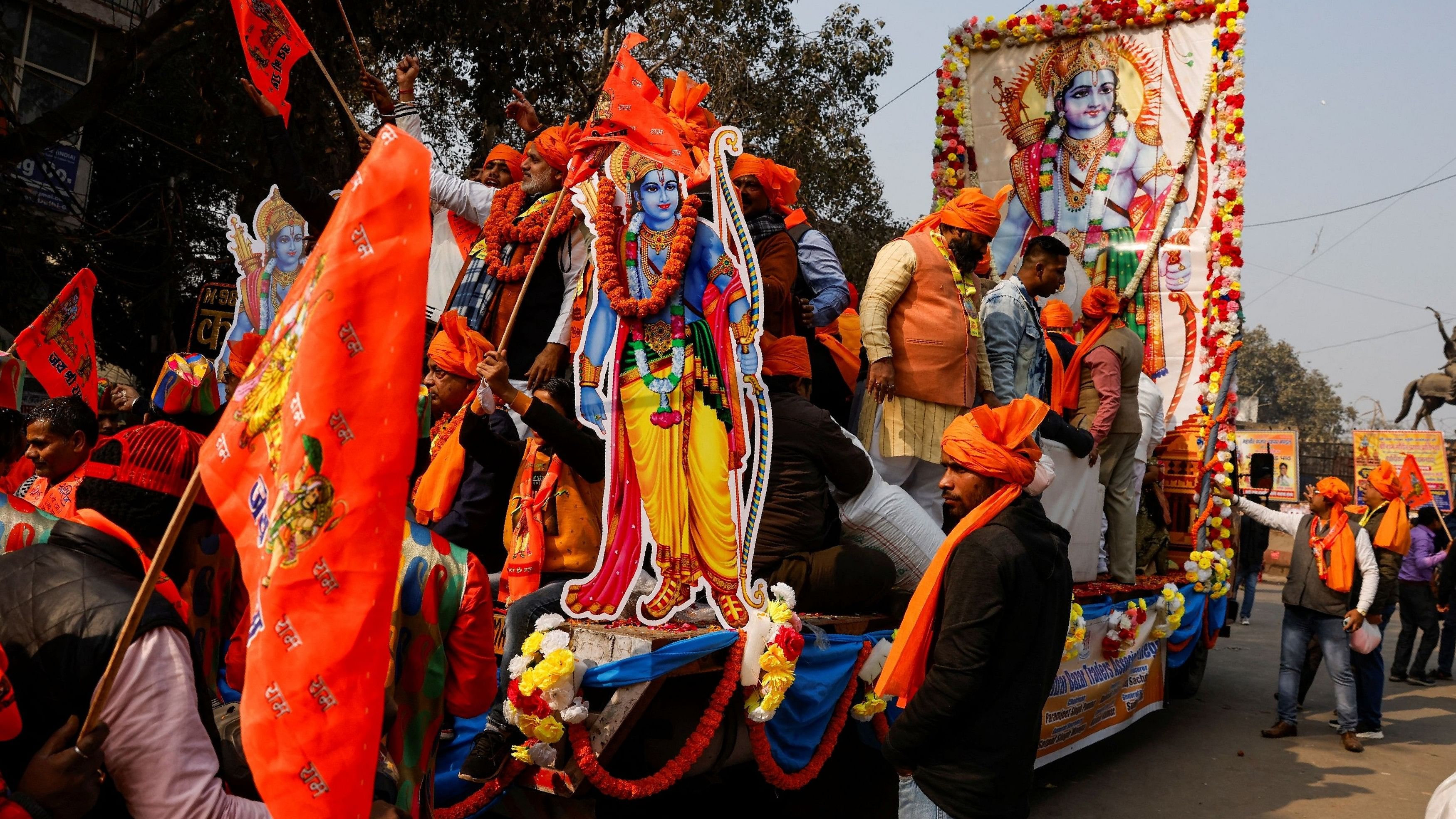 <div class="paragraphs"><p>A procession celebrating the upcoming Hindu Ram Temple in the northern town of Ayodhya.</p></div>