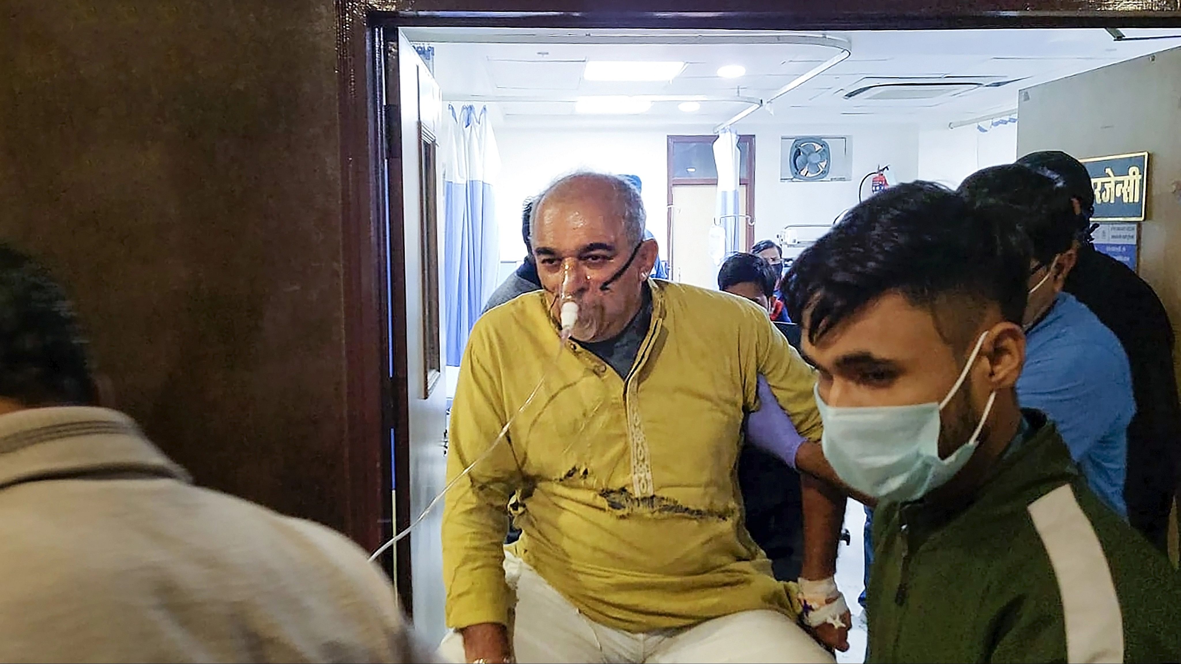 <div class="paragraphs"><p>Former Congress MP Manvendra Singh, son of former Union Minister Jaswant Singh, being admitted to a hospital after he sustained injury in a road accident, in Rajasthan's Alwar, Tuesday, January 30, 2024. </p></div>