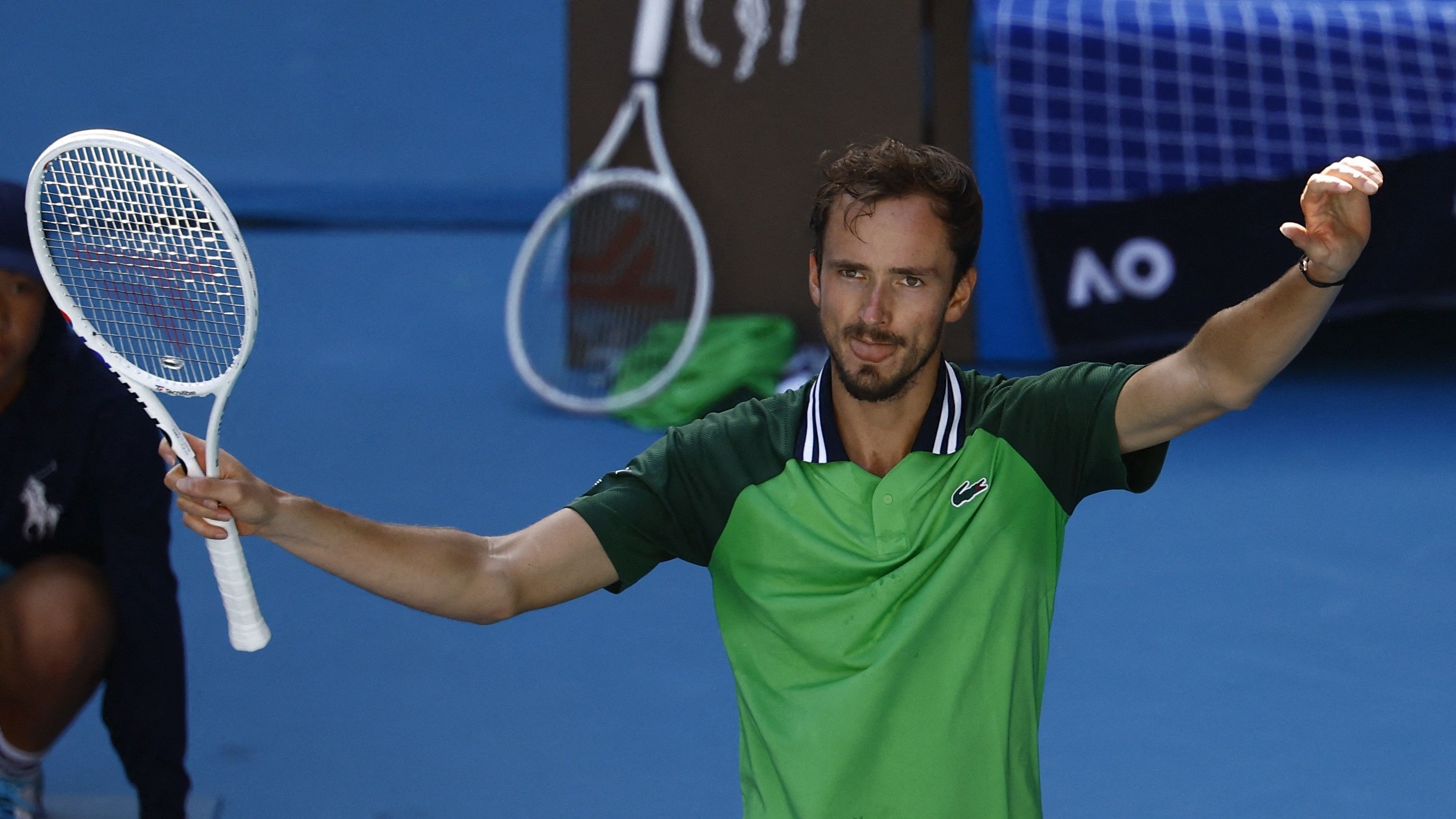 <div class="paragraphs"><p>Australian Open, Melbourne Park: Russia's Daniil Medvedev celebrates after winning his fourth-round match against Portugal's Nuno Borges.</p></div>