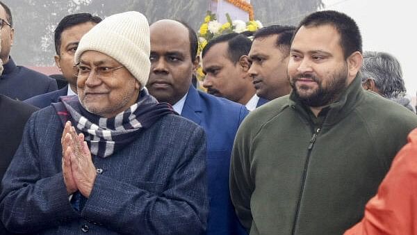 <div class="paragraphs"><p>Bihar Chief Minister Nitish Kumar and Deputy CM Tejashwi Yadav during the celebration of the 75th Republic Day, at Gandhi Maidan in Patna, Friday, Jan. 26, 2024.</p></div>