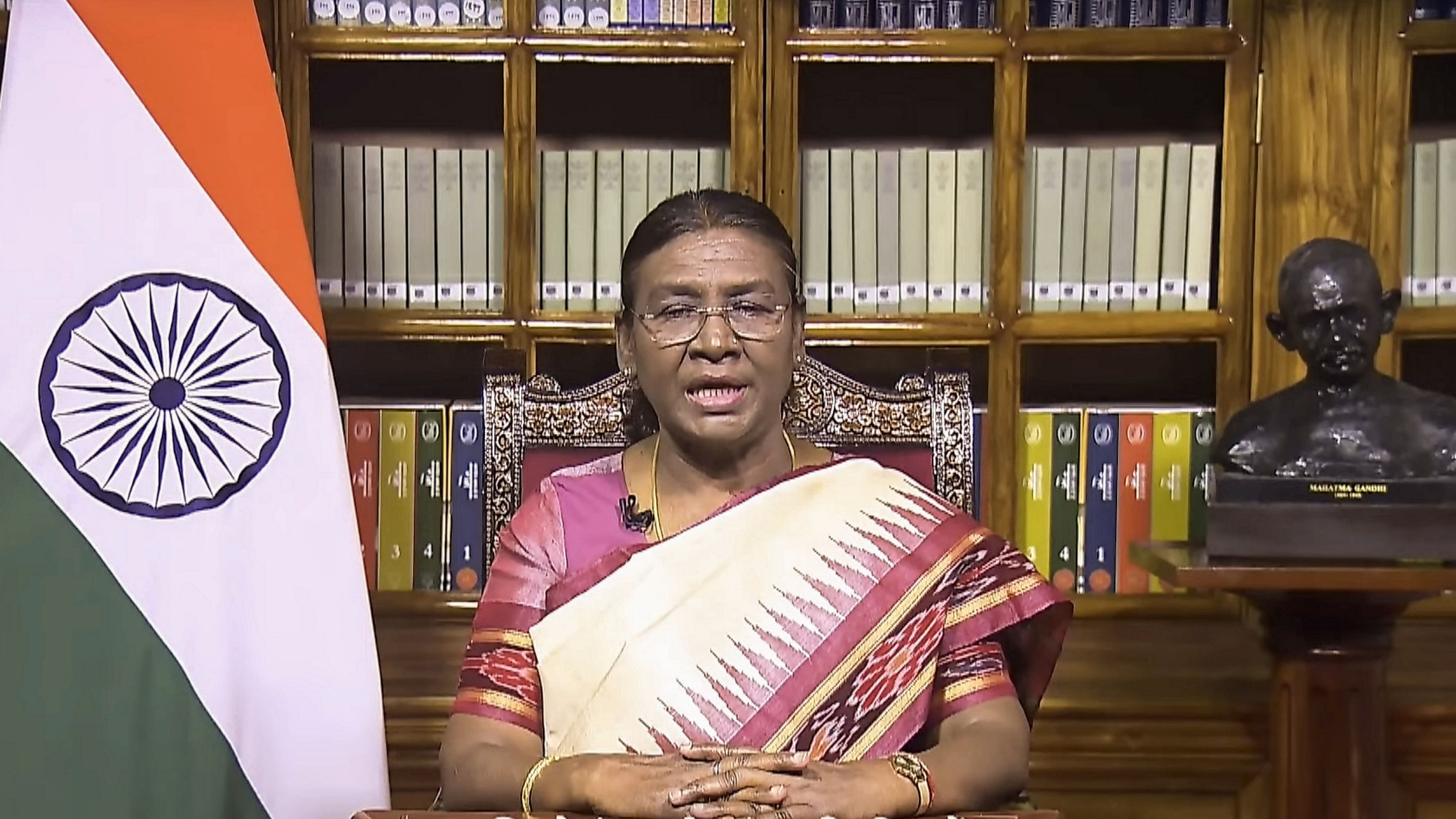 <div class="paragraphs"><p>President Droupadi Murmu addresses the nation on the eve of the 75th Republic Day.</p></div>