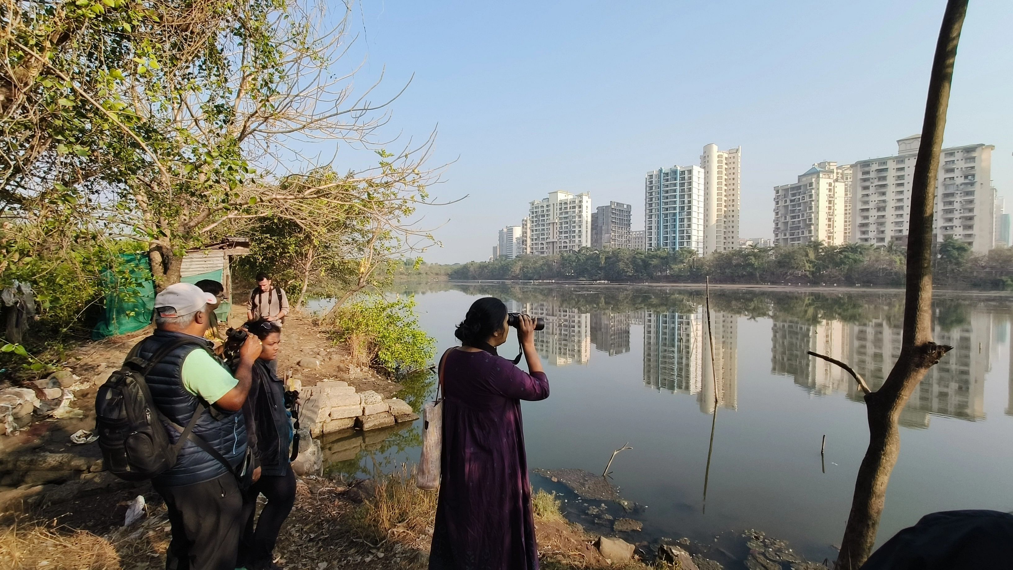 <div class="paragraphs"><p>BNHS Members at the NRI Pond during the field session of the two-day workshop.</p></div>