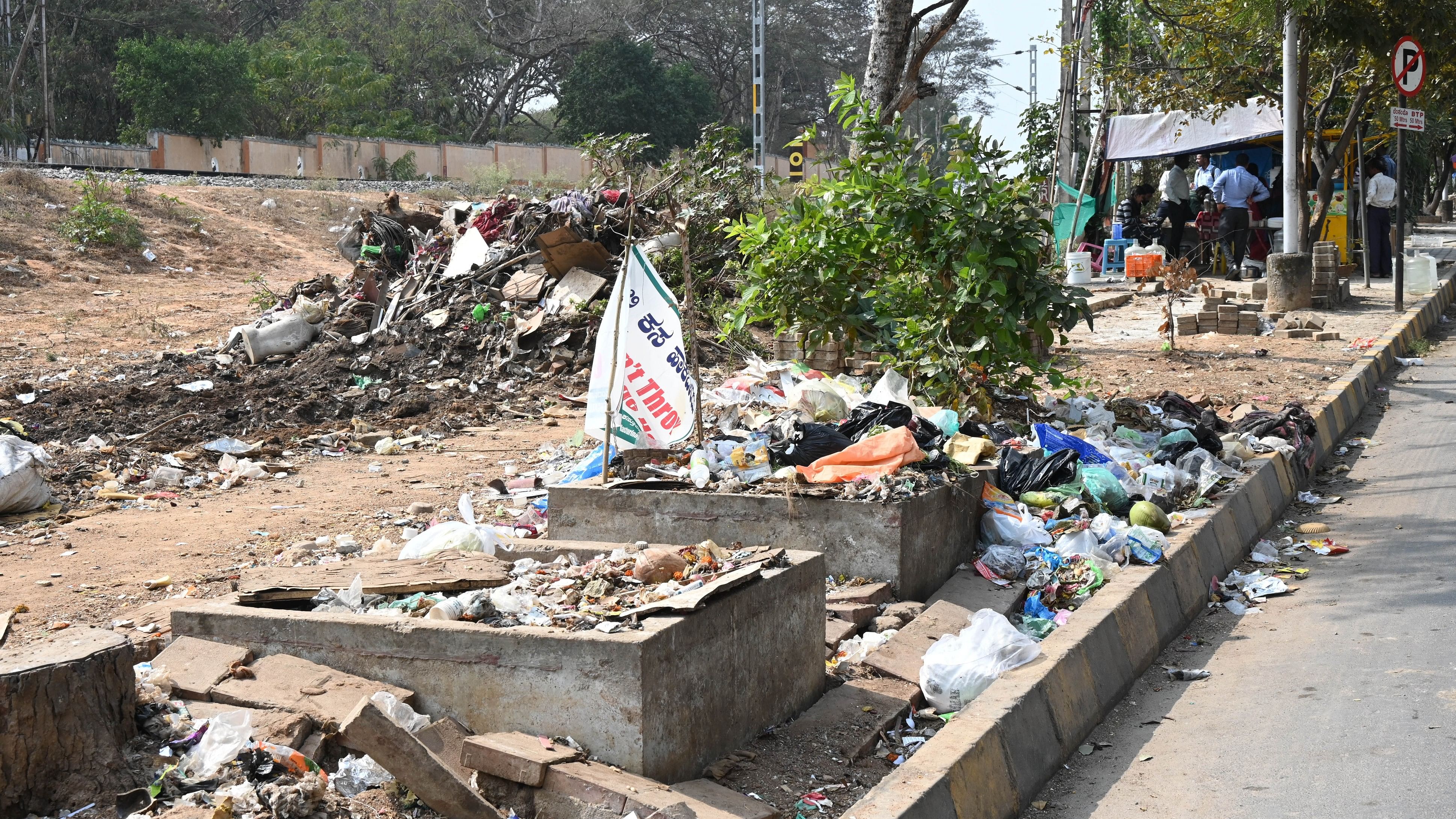 German-made bins, previously installed by the BBMP in various city locations, are now being removed, as seen here in Kasturi Nagar.