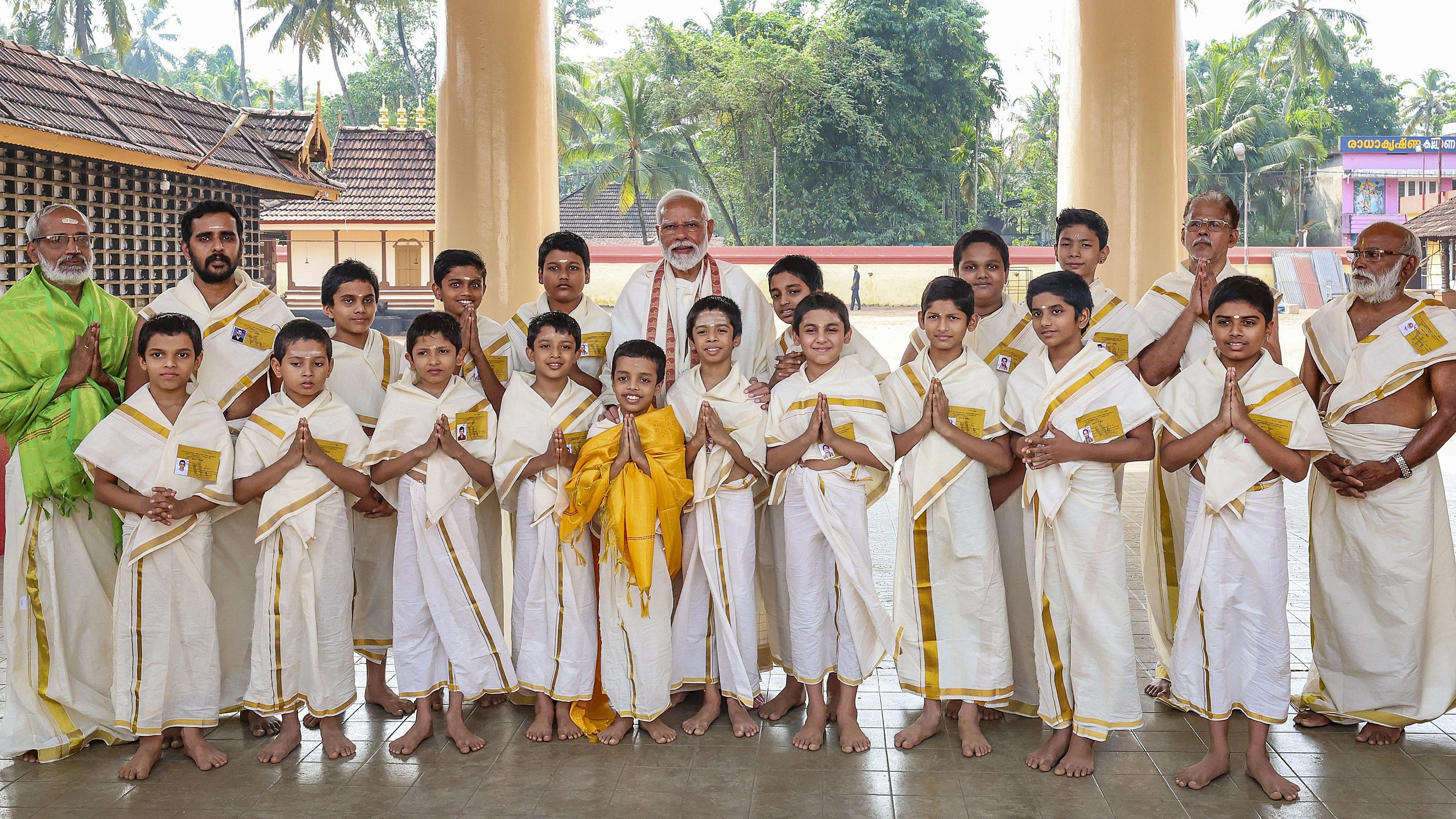 <div class="paragraphs"><p>Prime Minister Narendra Modi during a visit at Triprayar Sree Ramaswamy Temple, in Thrissur district, Kerala.&nbsp;</p></div>