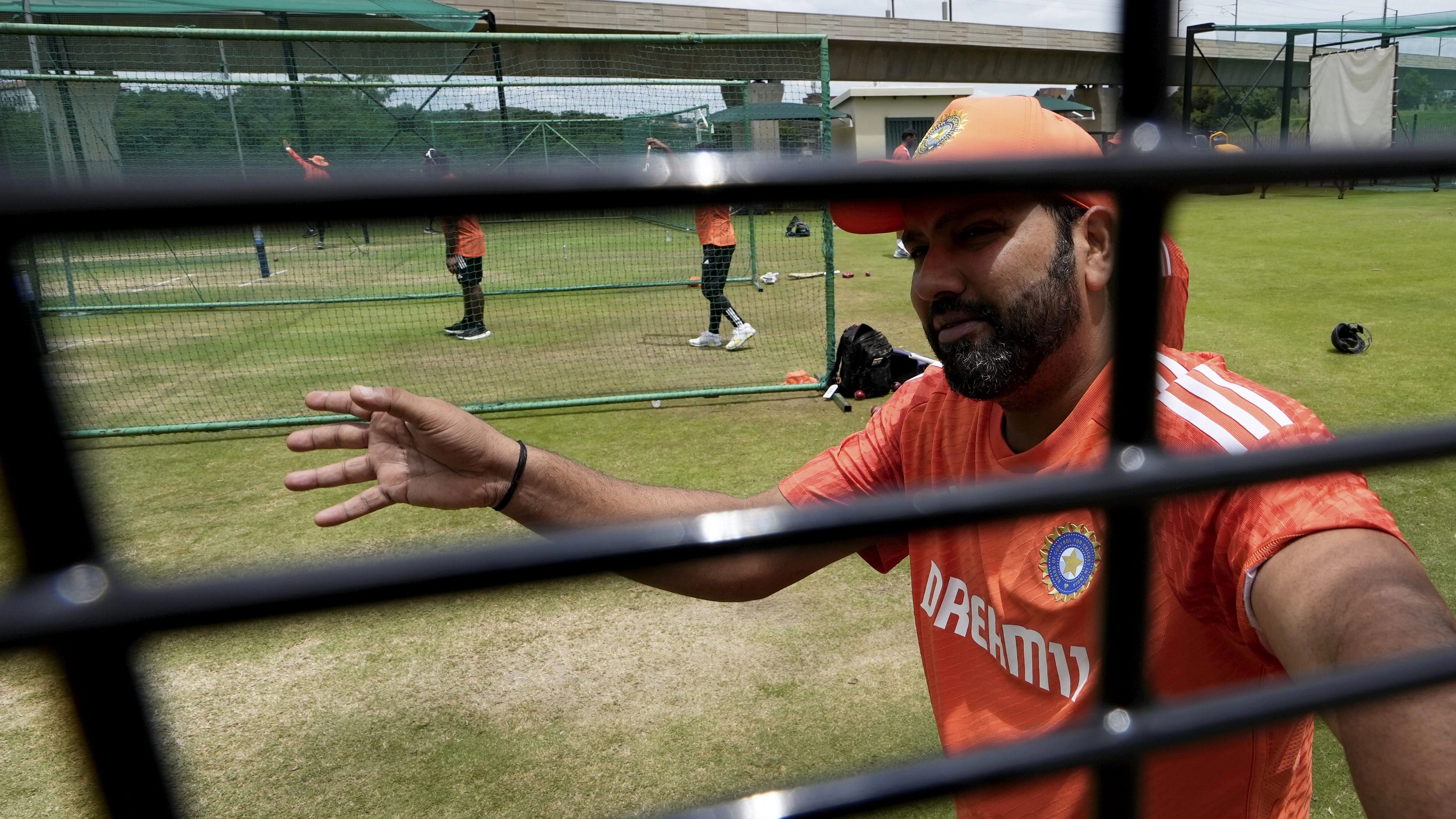 <div class="paragraphs"><p>Rohit Sharma gestures during a practice session ahead of the second Test.</p></div>