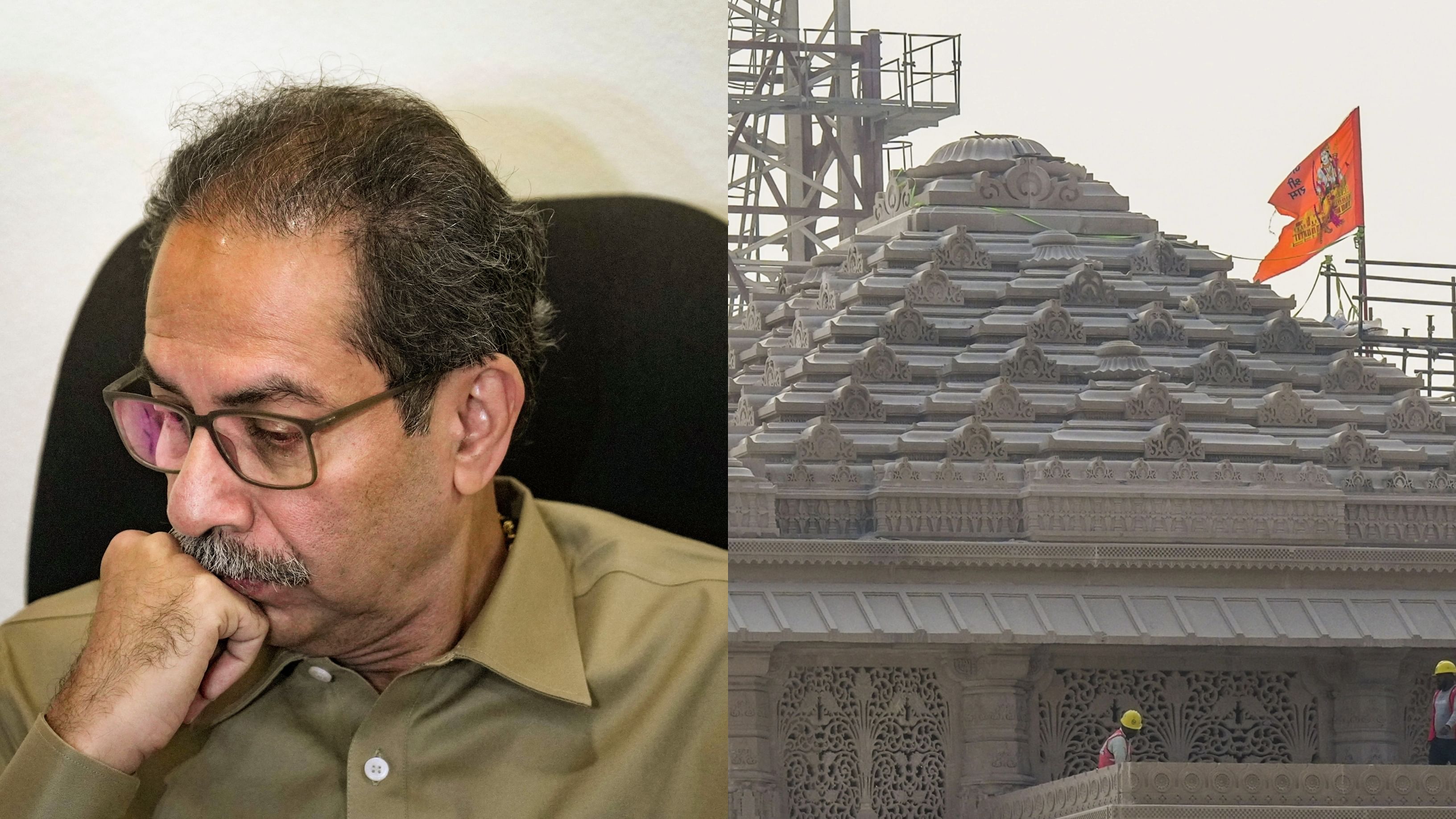 <div class="paragraphs"><p>Images showing Shiv Sena (UBT) leader Uddhav Thackeray (L) and a view of the Ram Mandir (R).</p></div>