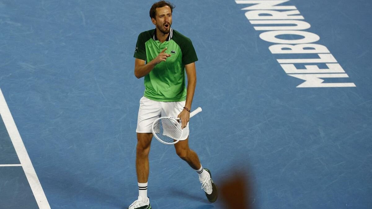 <div class="paragraphs"><p>Russia's Daniil Medvedev celebrates winning his semi final match against Germany's Alexander Zverev </p></div>