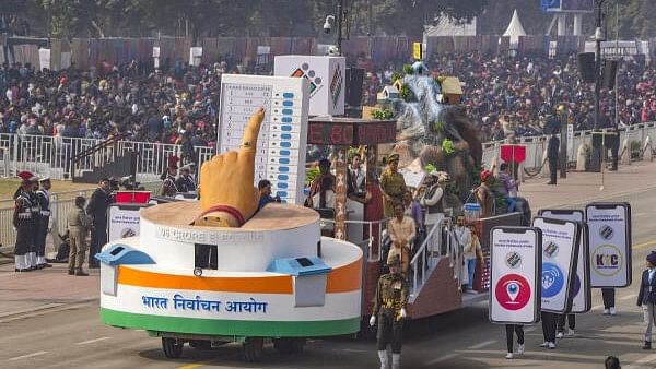 <div class="paragraphs"><p>Minister of Culture tableau on display during the full dress rehearsal for the Republic Day Parade 2024 at the Kartavya Path, in New Delhi.</p></div>