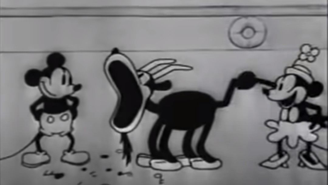 <div class="paragraphs"><p>A screengrab from the original Walt Disney animation's black and white 'Steamboat Willie'.&nbsp;</p></div>
