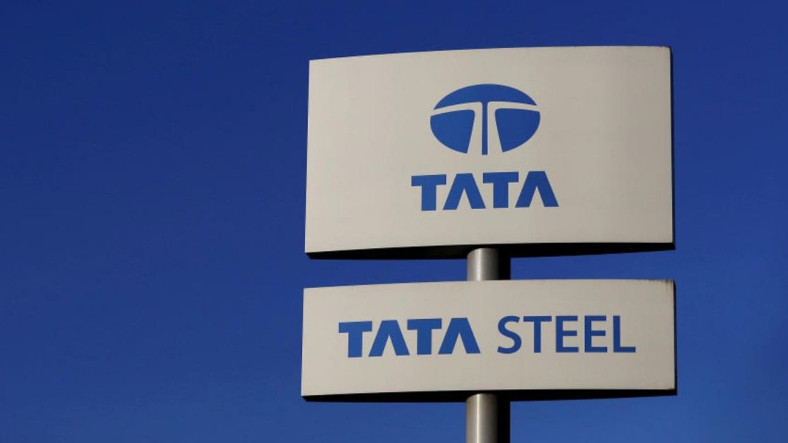 <div class="paragraphs"><p> A company logo is seen outside the Tata steelworks.</p></div>