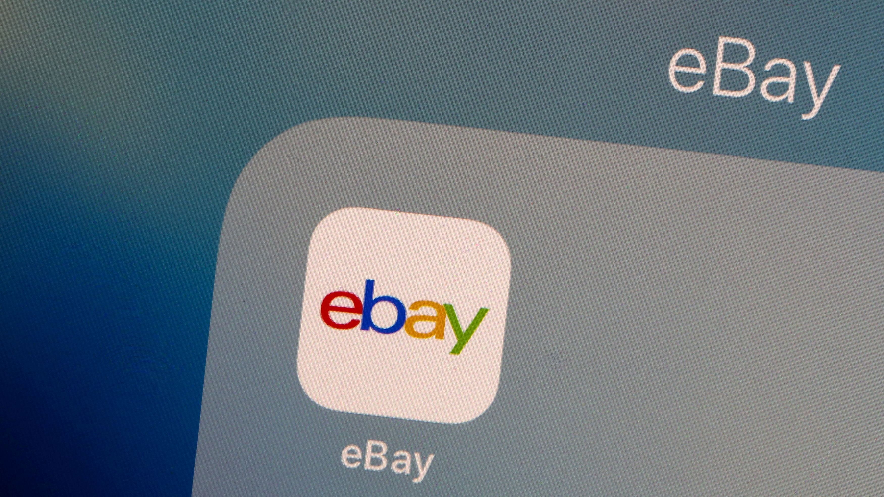 <div class="paragraphs"><p>The eBay logo is pictured on a phone screen in this photo illustration in New York, US.</p></div>