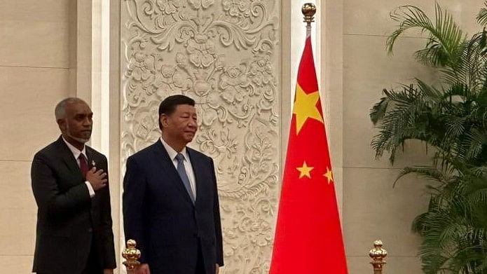 <div class="paragraphs"><p>Maldives President&nbsp;Dr Mohamed Muizzu with Chinese President Xi Jinping.</p></div>