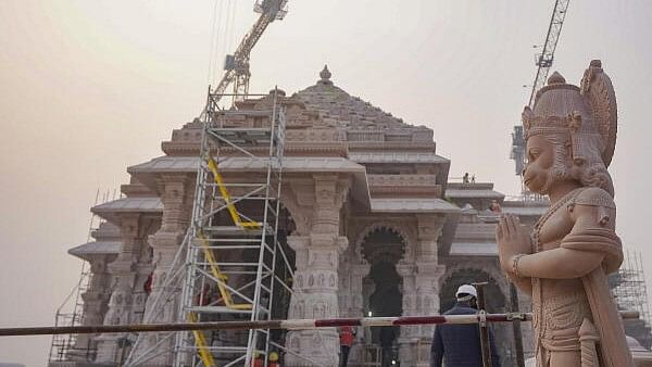 <div class="paragraphs"><p>Ram temple under construction, ahead of the consecration ceremony, in Ayodhya.</p></div>