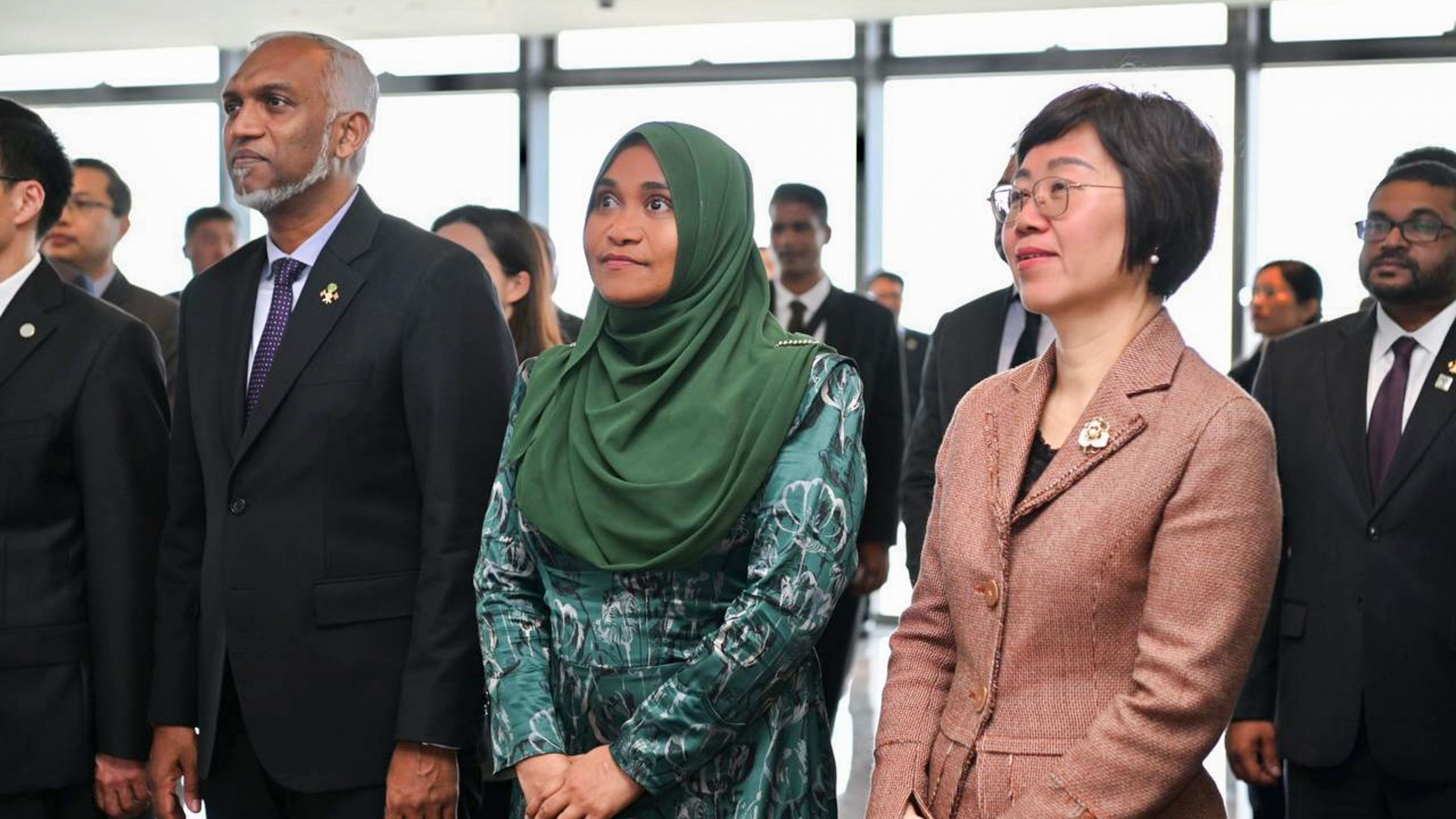 <div class="paragraphs"><p>Maldives President Mohamed Muizzu with First Lady Sajidha Mohamed visits the Xiamen Free Trade Zone, in Fujian province.</p></div>