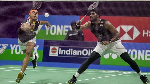 <div class="paragraphs"><p>India's Chirag Shetty and Satwiksairaj Rankireddy in action during the men's doubles final against South Korea's Seo Seung-jae and Kang Min-hyuk at the India Open 2024, in New Delhi, Sunday, Jan. 21, 2024.</p></div>
